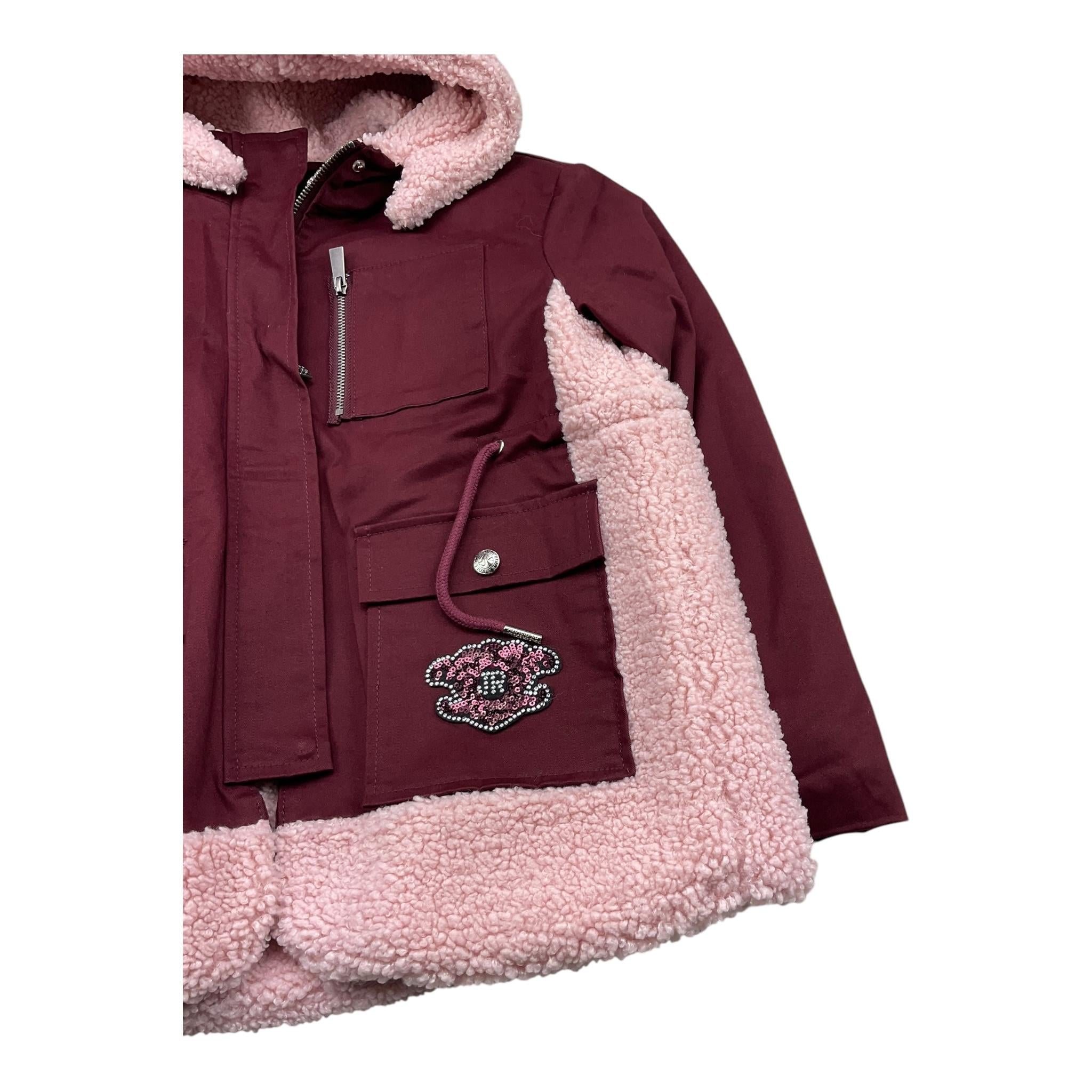 JOHN RICHMOND cappotto tinta unita con cappuccio e profili in teddy in contrasto Rosso per Bambina RGA25071PK ROSSO JOHN RICHMOND