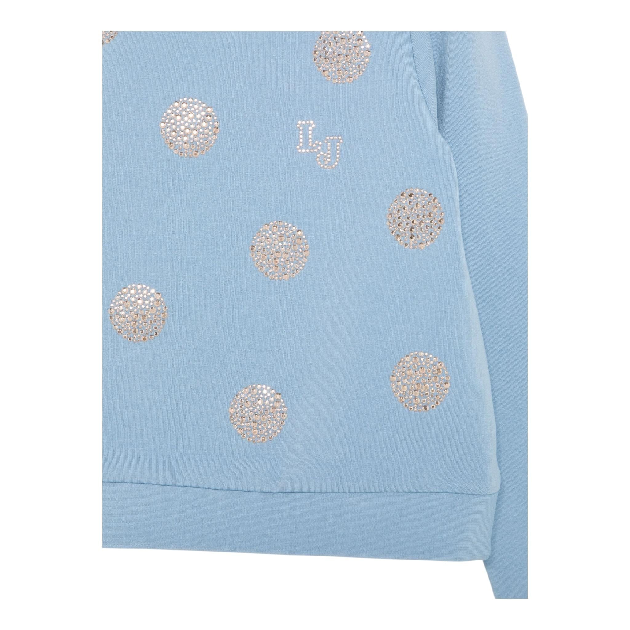 LIU JO felpa chiusa girocollo tnta unita con brillantini Azzurro per Neonata KF4108 AZZURRO LIU JO