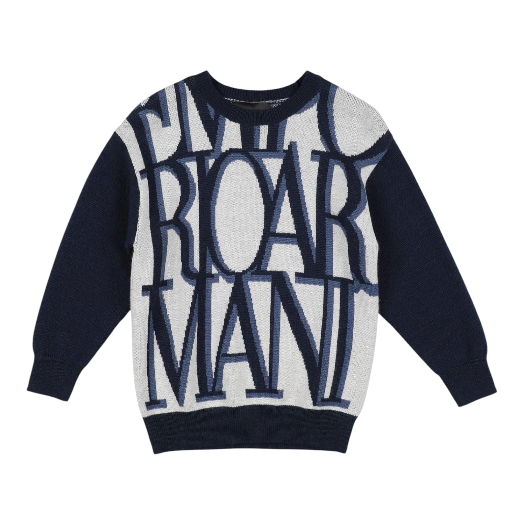EMPORIO ARMANI maglia girocollo stampa fantasia Panna/blu per Bambino 6L4MXW PANNA/BLU EMPORIO ARMANI