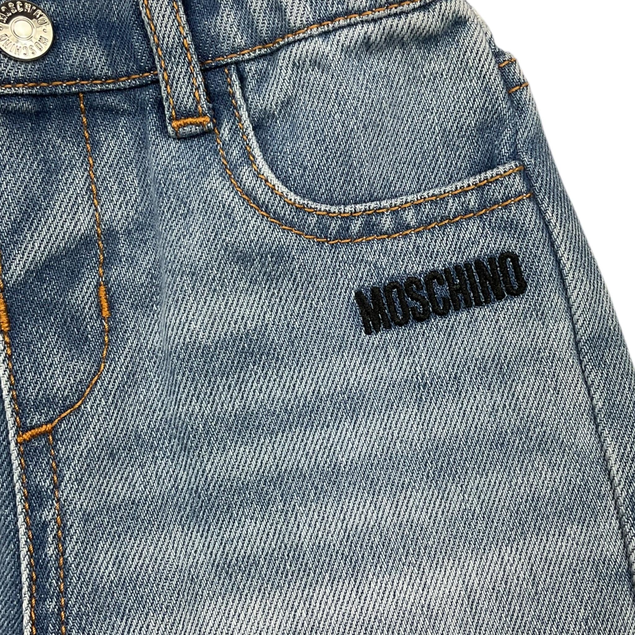 MOSCHINO jeans tinta unita con elastico in vita Azzurro per Neonato MUP05H AZZURRO MOSCHINO