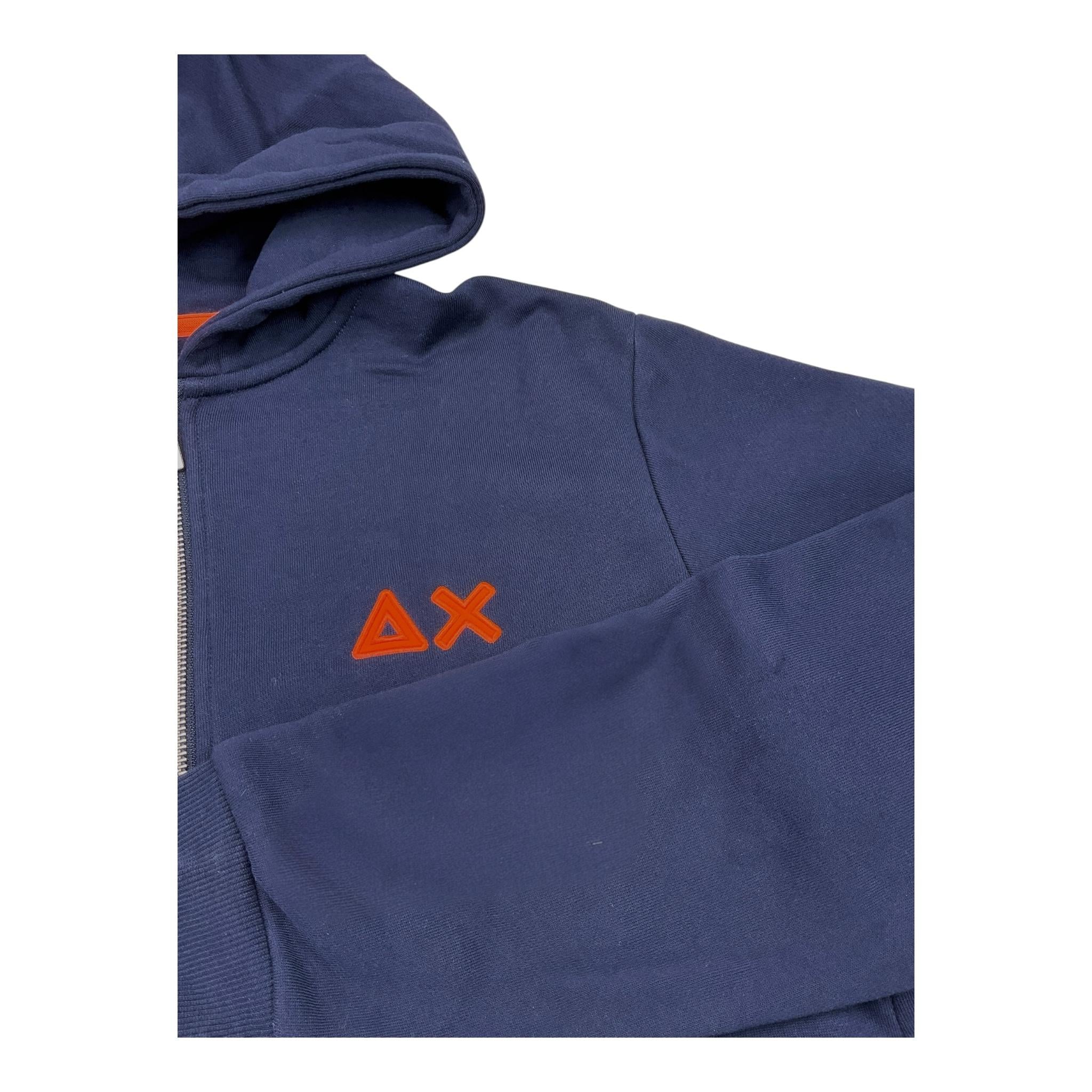 SUN68 felpa con zip e cappuccio tinta unita con logo Blu per Bambino F44331X BLU SUN68