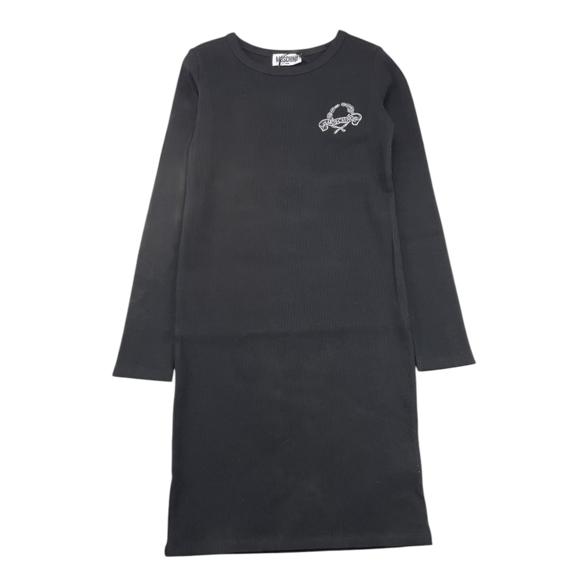 MOSCHINO abito tinta unita girocollo con stampa Nero per Bambina HDV0H3 NERO MOSCHINO