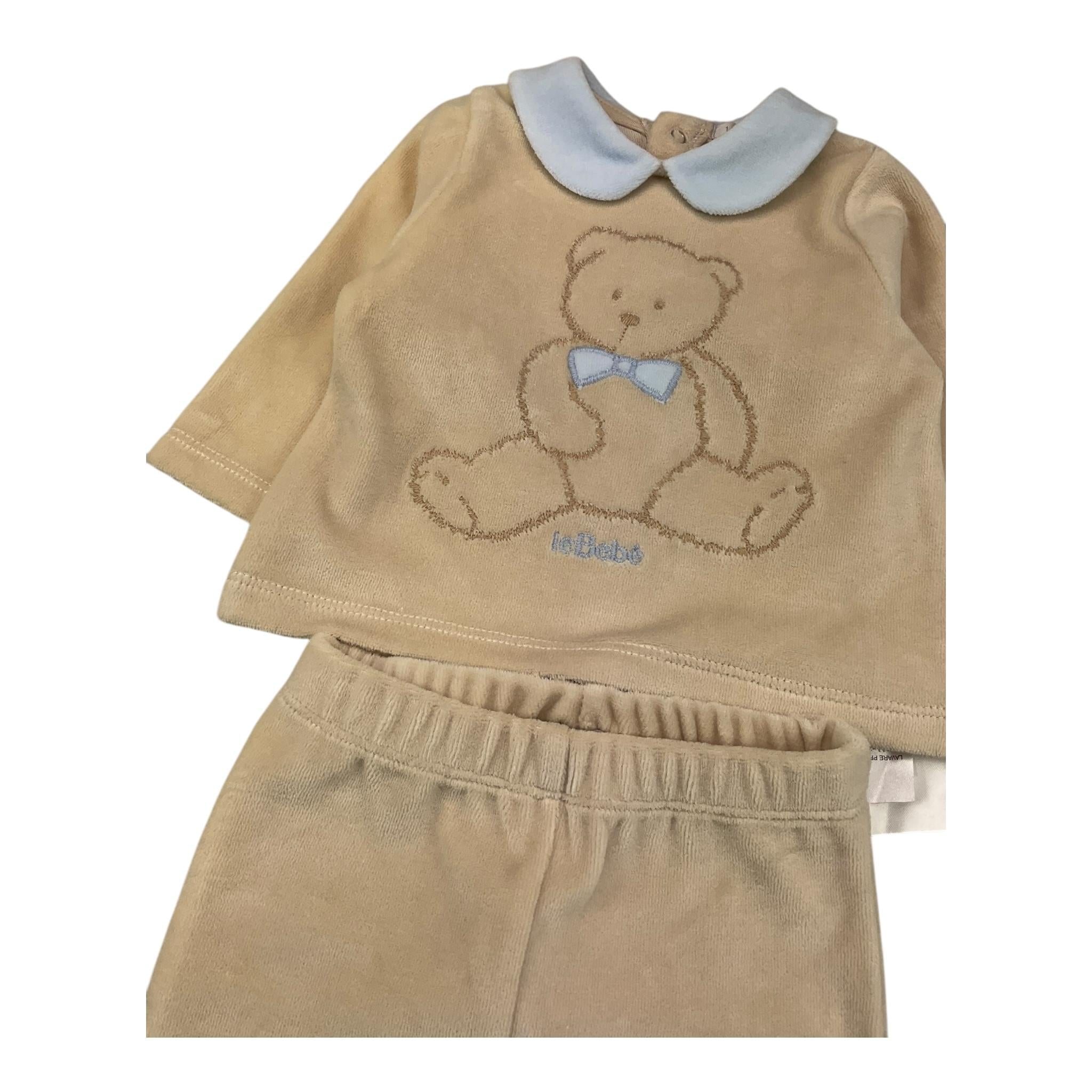 LE BEBE' completo 2 pezzi shirt-ghettina in ciniglia tinta unita Beige per Neonato LBB5082 BEIGE LE BEBE'