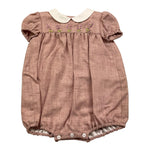 ILFAROBIMBI pagliaccetto mezza manica tinta unitacon ricami Rosa per Neonata INF50981 ROSA ILFAROBIMBI