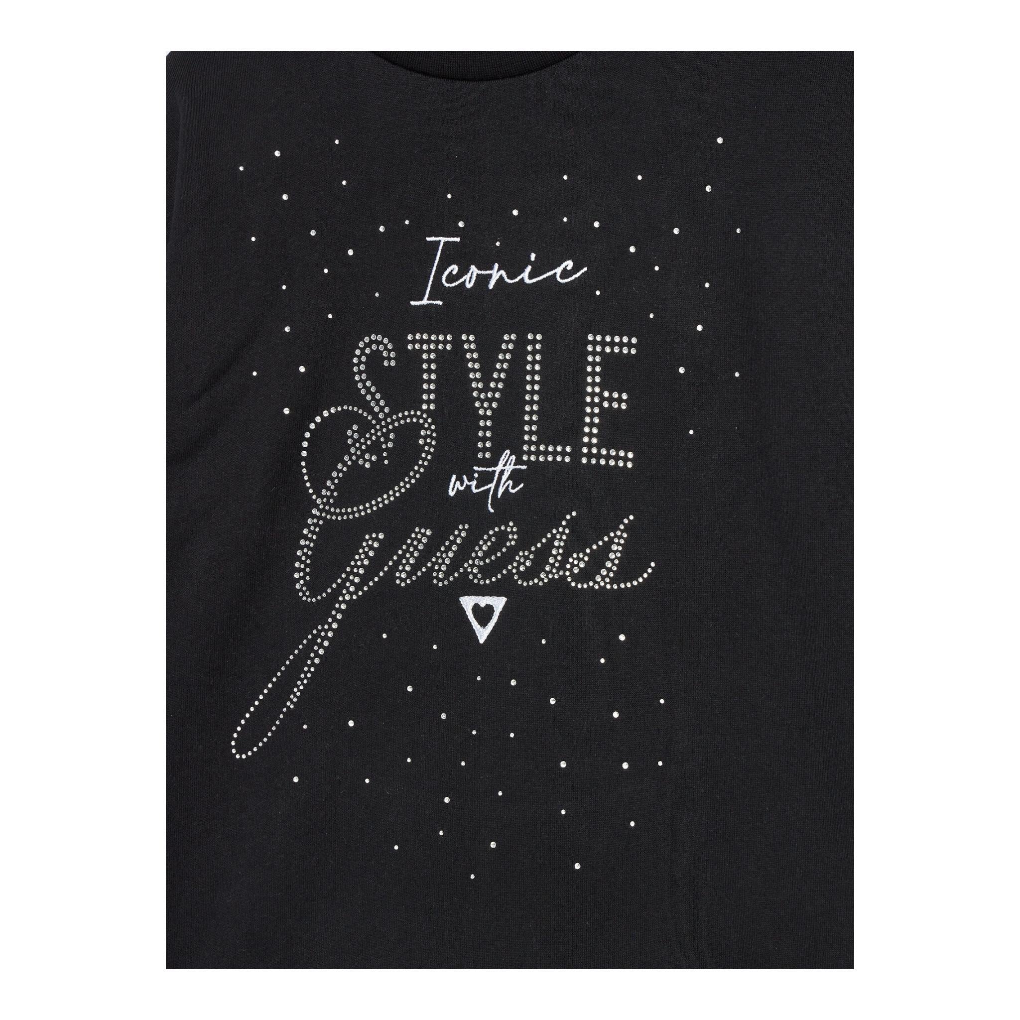 GUESS felpa girocollo tinta unita con brillantini Nero per Bambina J4BQ05KAV34 NERO GUESS