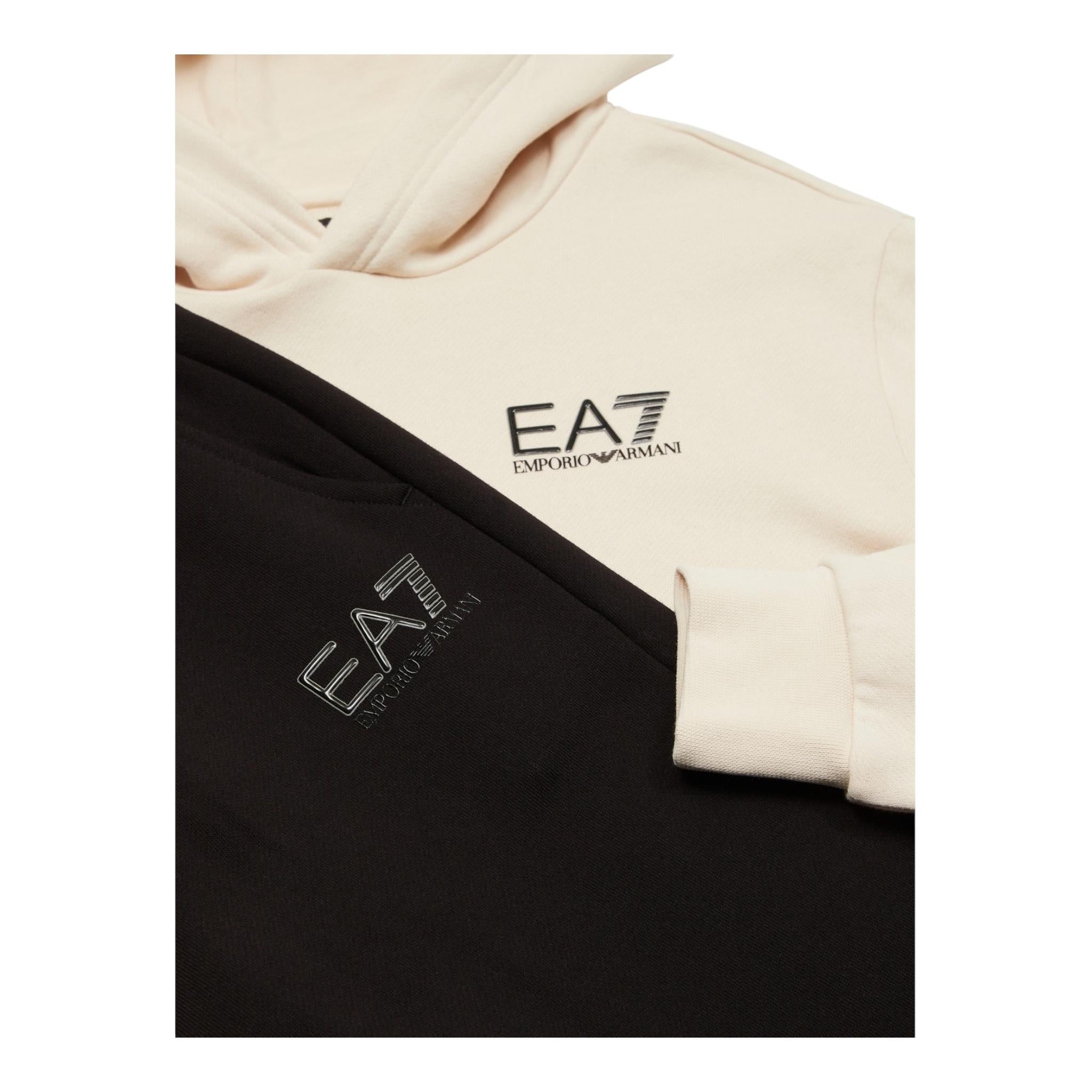EMPORIO ARMANI completo 2 pezzi felpa-pantalone bicolore Panna/nero per Bambino 8NBV54 PANNA/NERO EMPORIO ARMANI