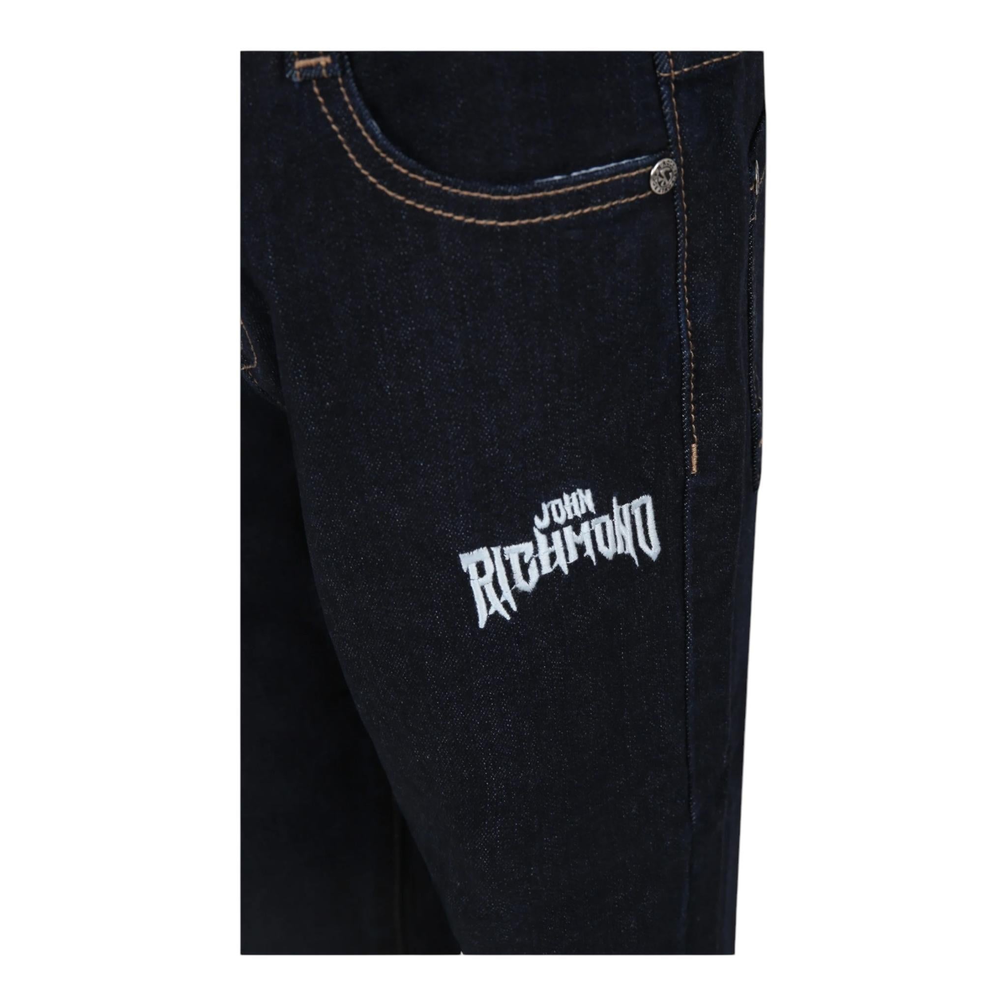 JOHN RICHMOND jeans tinta unita con stampa logo Blu per Bambino RBA24093JE BLU JOHN RICHMOND