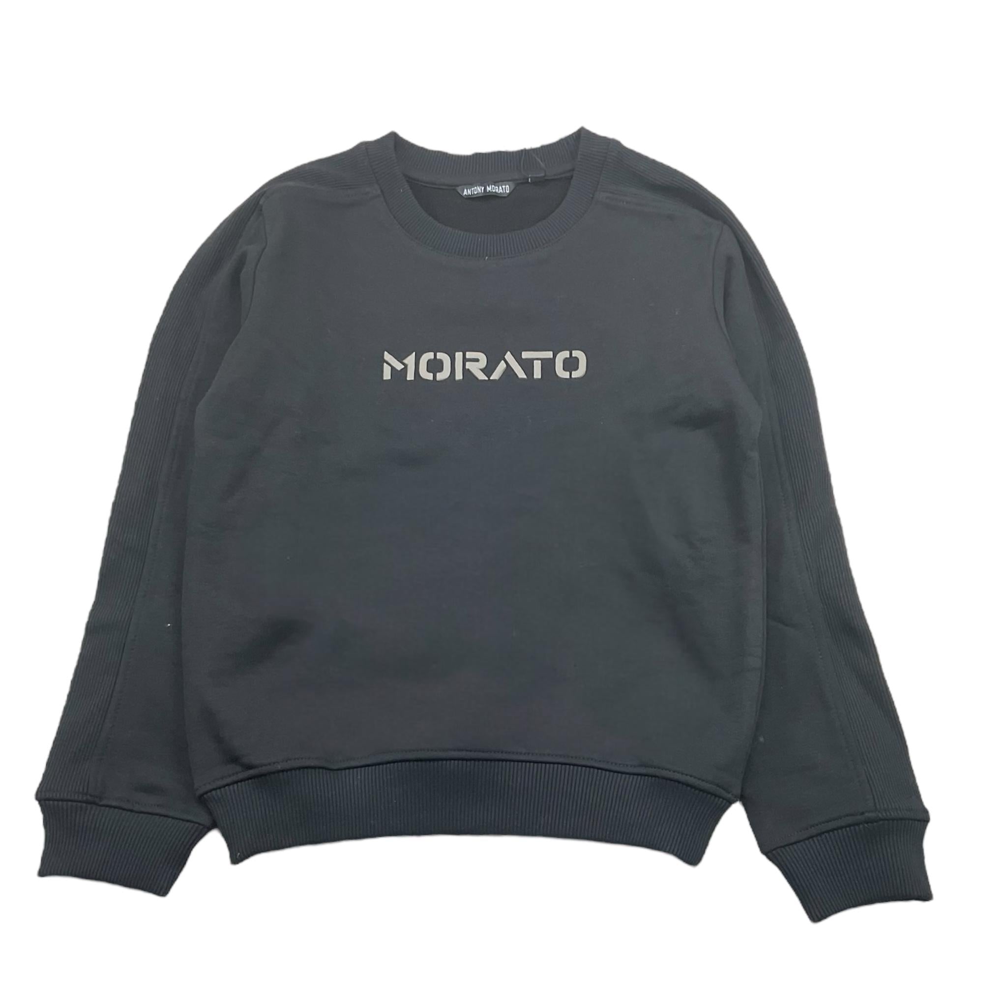 ANTONY MORATO felpa tinta unita girocollo con logo Nero per Bambino MKFL00491X NERO ANTONY MORATO