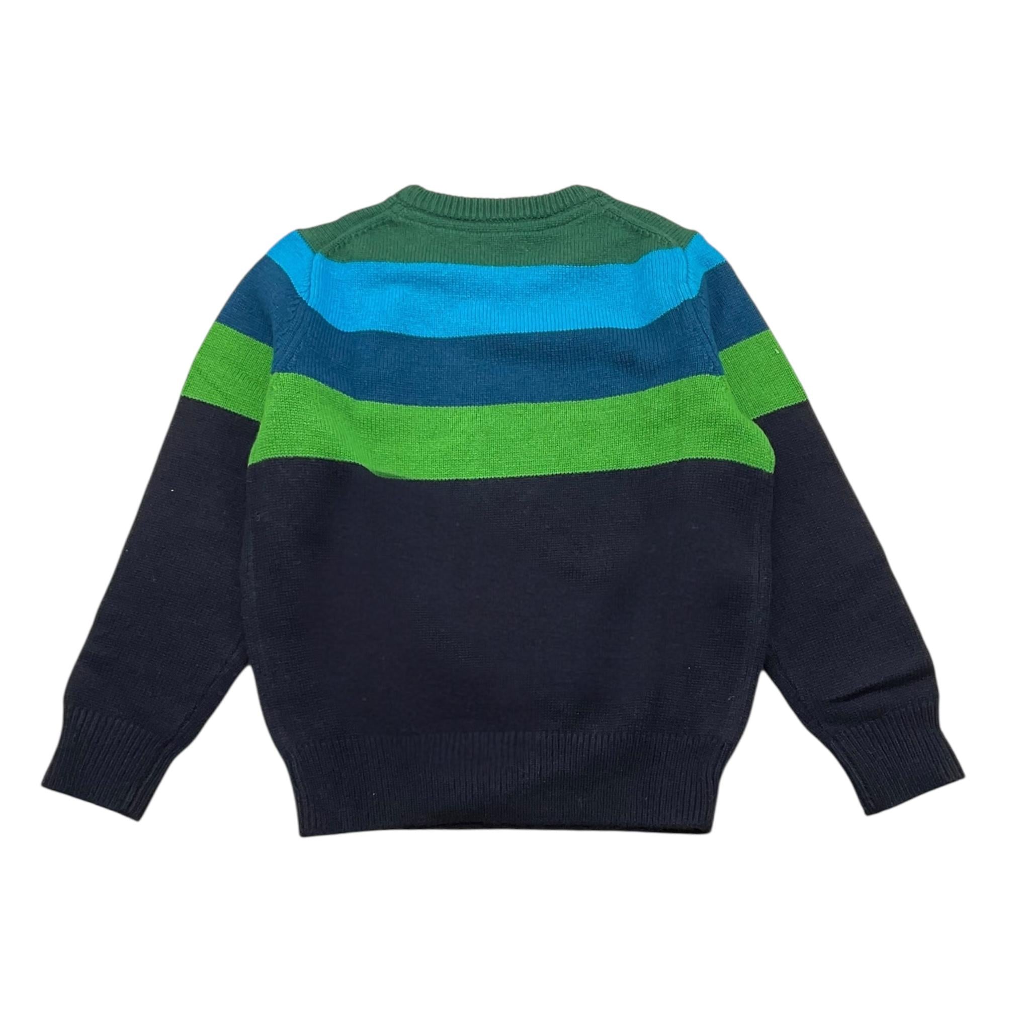 SUN68 maglia tinta unita girocollo con fantasia a righe Blu per Bambino K44348 BLU SUN68