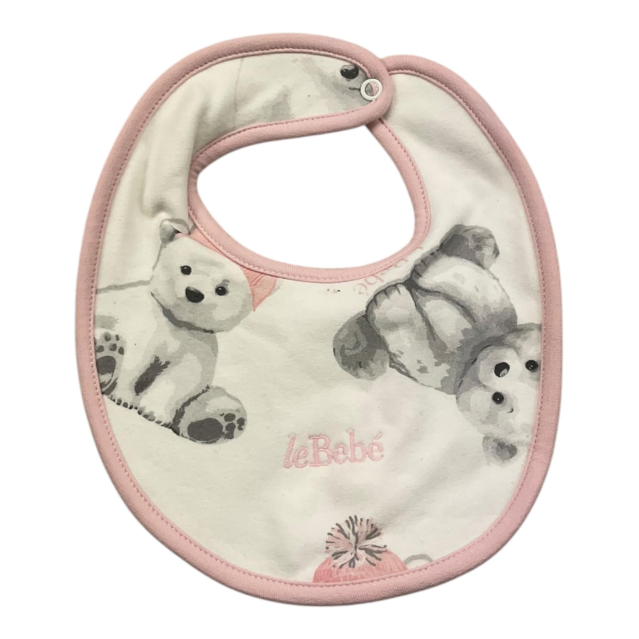LE BEBE' bavetta tinta unita con stampa orsi Bianco per Neonata LBG6001 BIANCO LE BEBE'