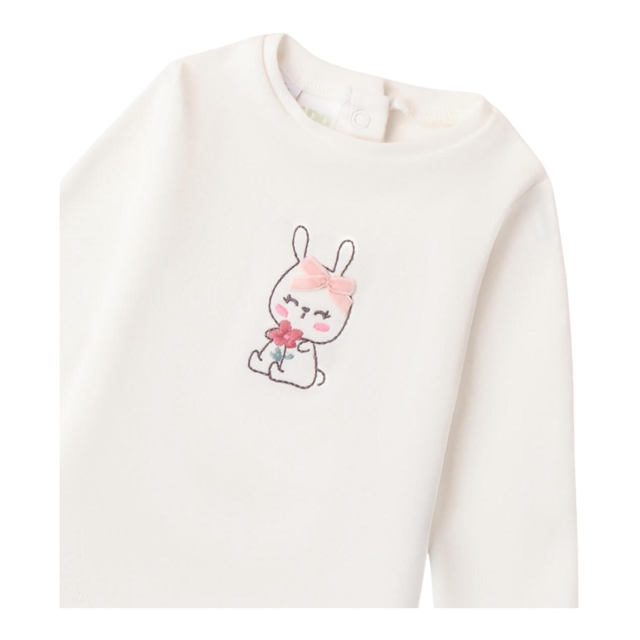 I DO shirt girocollo tinta unita con ricamo Panna per Neonata 4A277 PANNA I DO