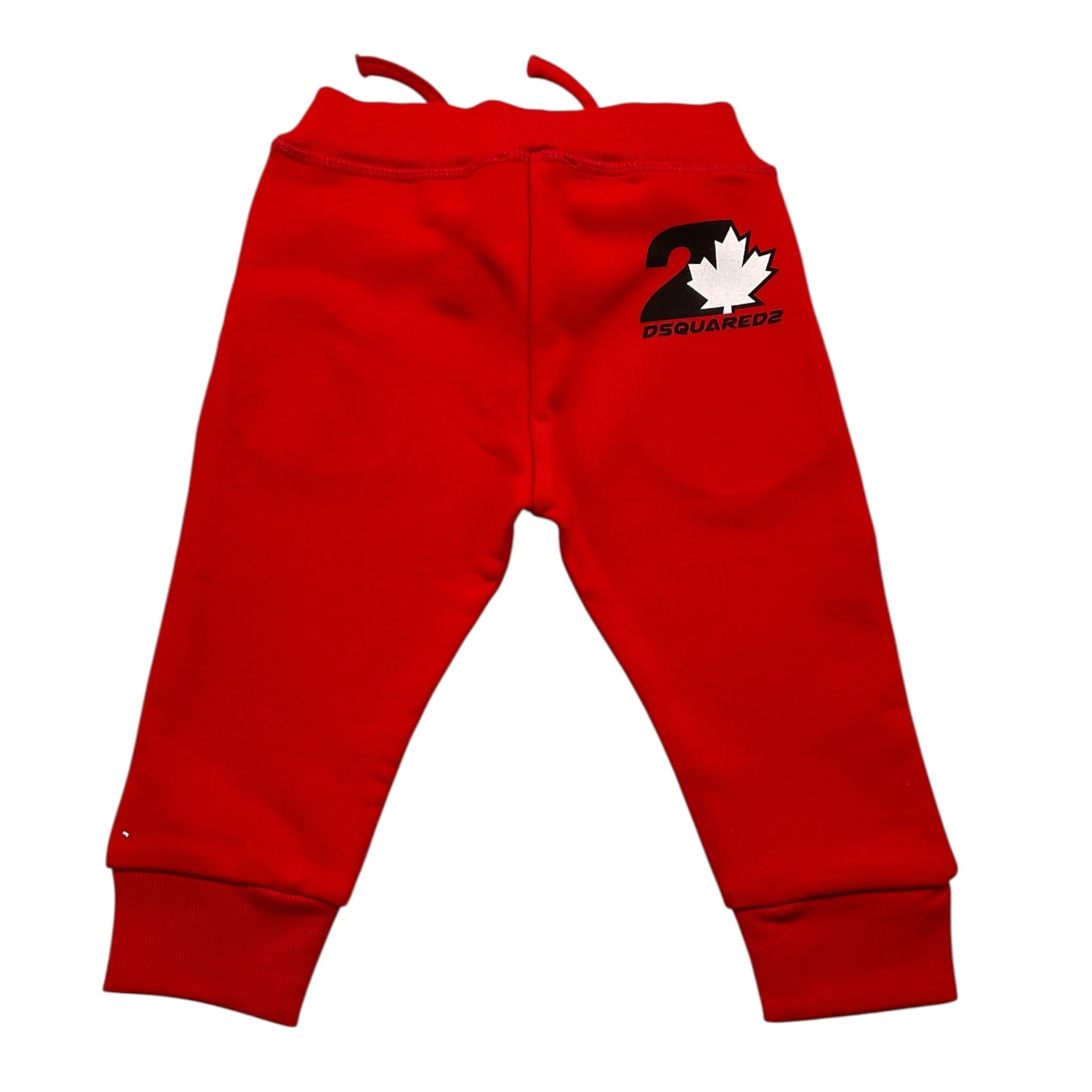 DSQUARED2 pantalone tuta tinta unita con logo Rosso per Neonato DQ2505 ROSSO DSQUARED2