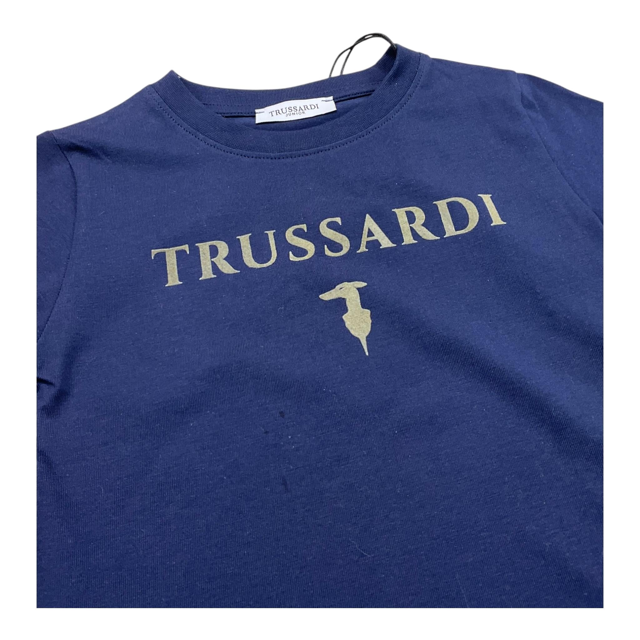 TRUSSARDI t-shirt girocollo tinta unita con stampa logo Blu per Bambino TBA25003TS BLU TRUSSARDI