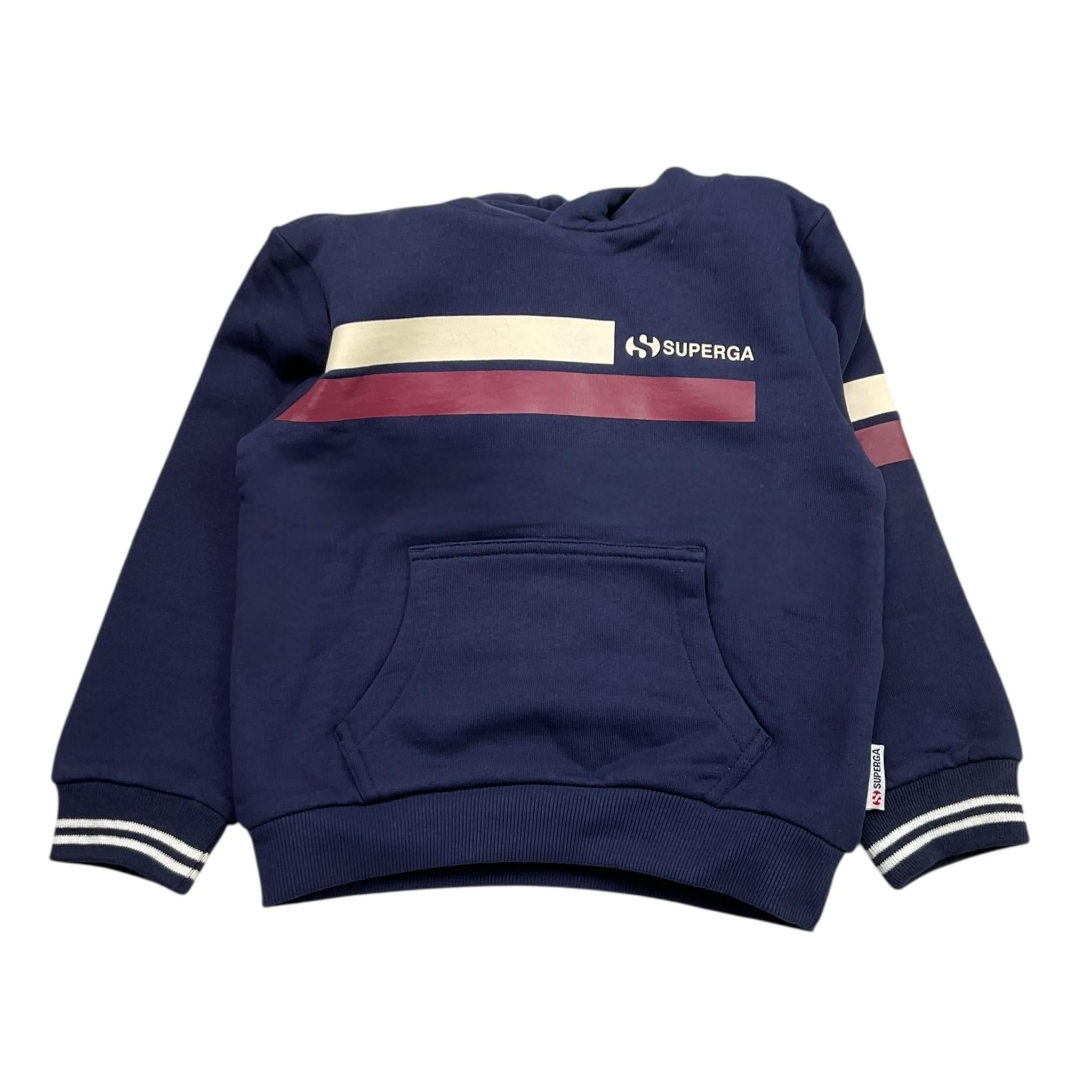 SUPERGA felpa tinta unita con cappuccio e stampa Blu per Bambino SA100 BLU SUPERGA