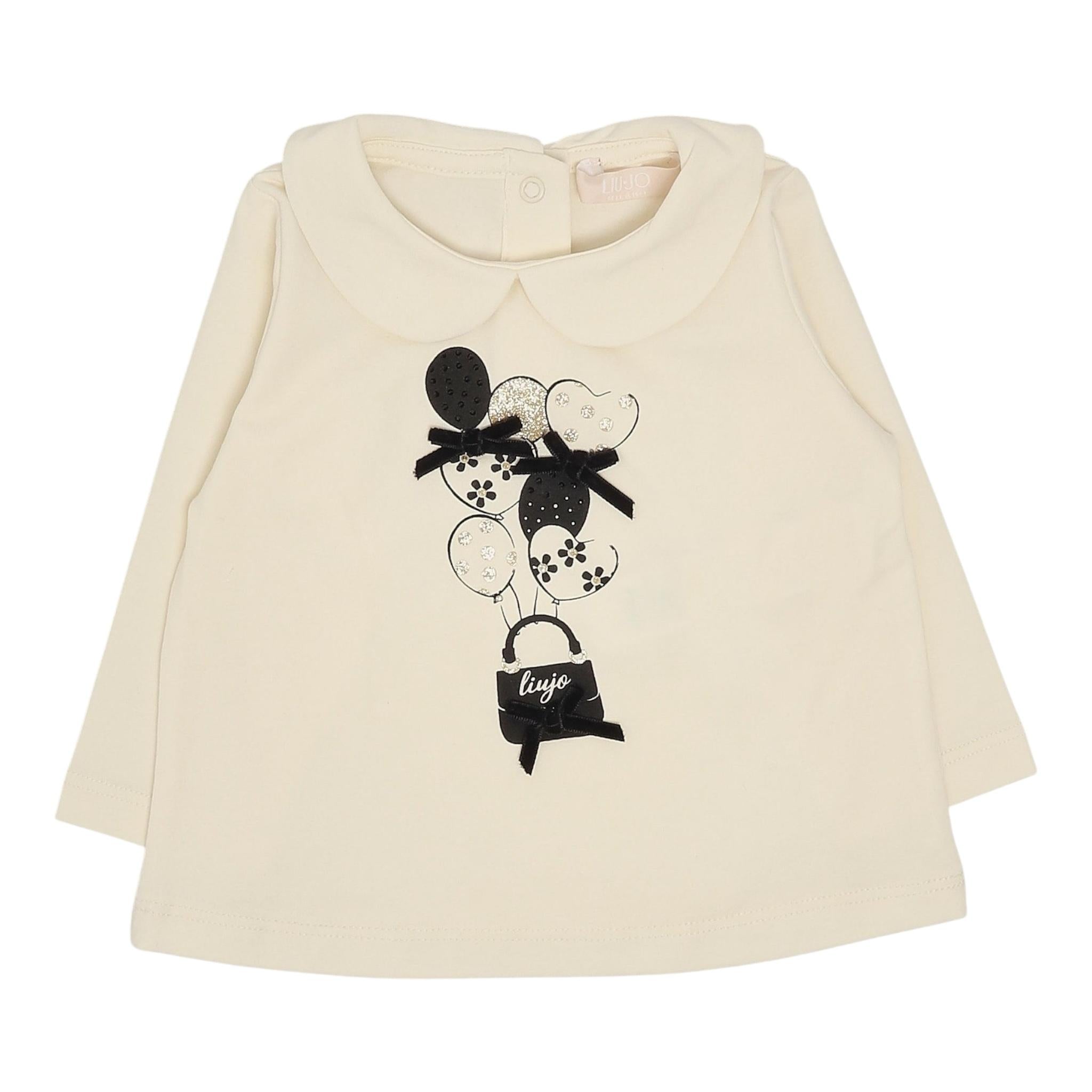 LIU JO shirt girocollo tinta unita con stampa in contrasto Panna per Neonata HF4078XX PANNA LIU JO