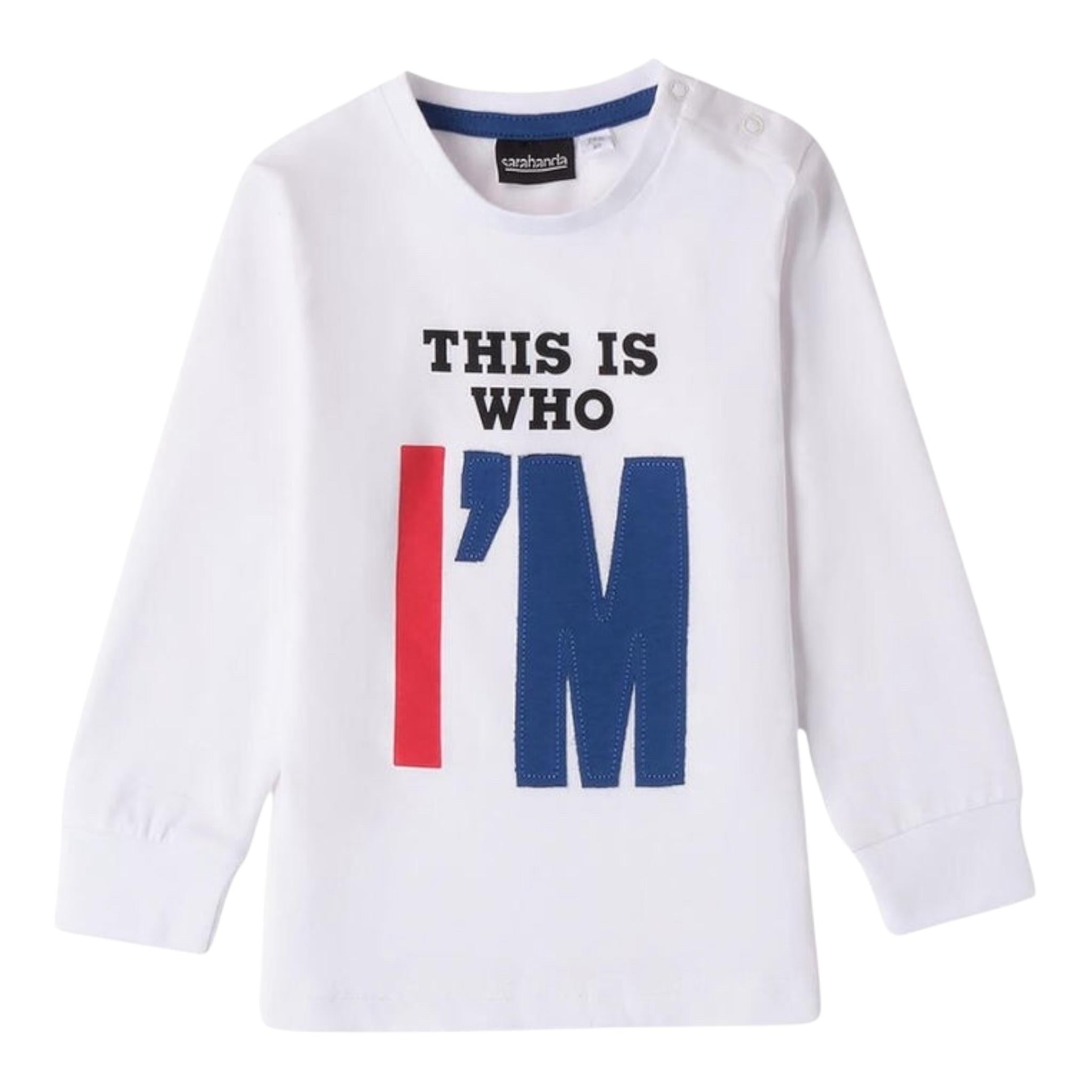 SARABANDA shirt girocollo tinta unita con stampa Bianco per Bambino 0A132 BIANCO SARABANDA