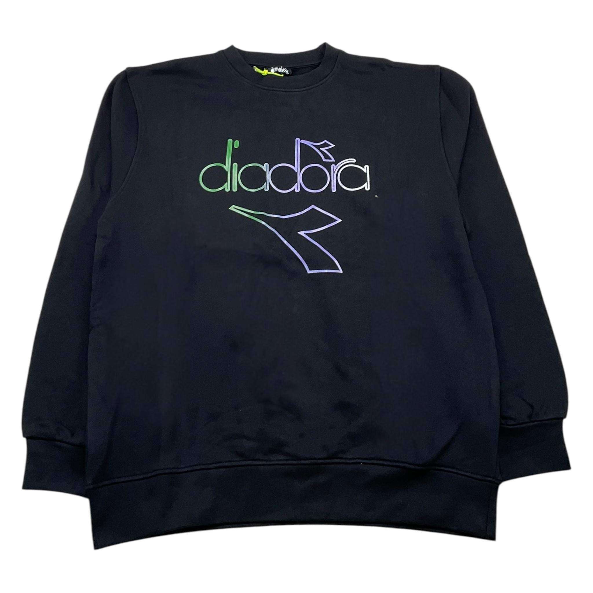 DIADORA felpa chiusa girocollo tinta unita con logo Nero per Bambina F4DIJGSW055 NERO DIADORA