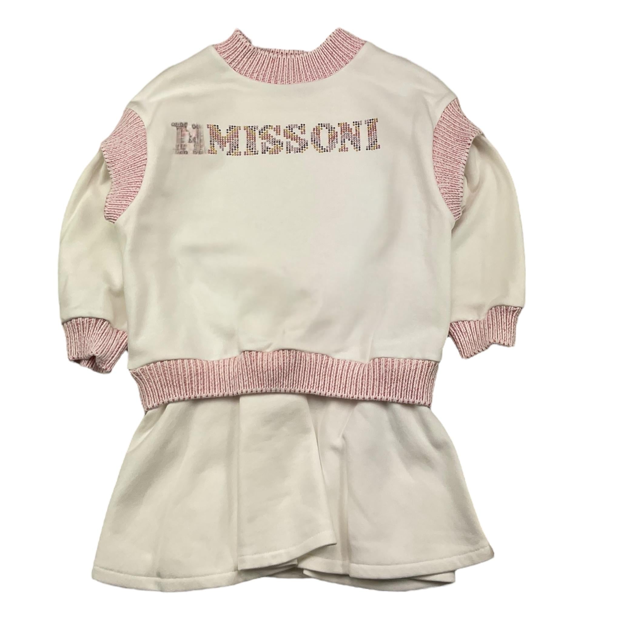 MISSONI abito manica lunga tinta unita con logo Bianco per Bambina MV1A70 BIANCO MISSONI