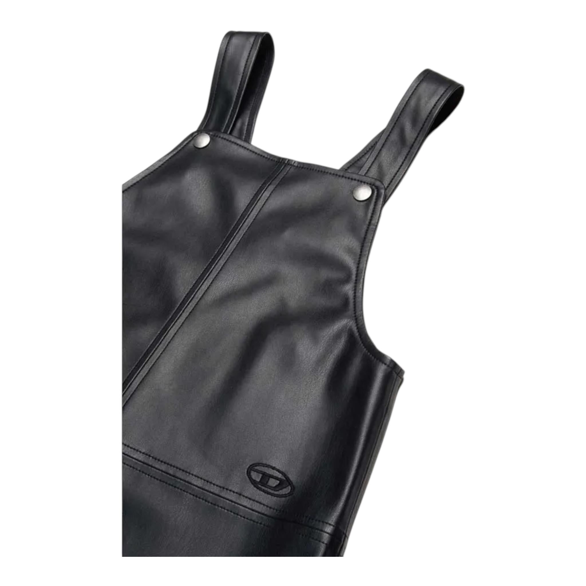 DIESEL salopette tinta unita in ecopelle Nero per Bambina J01937X NERO DIESEL