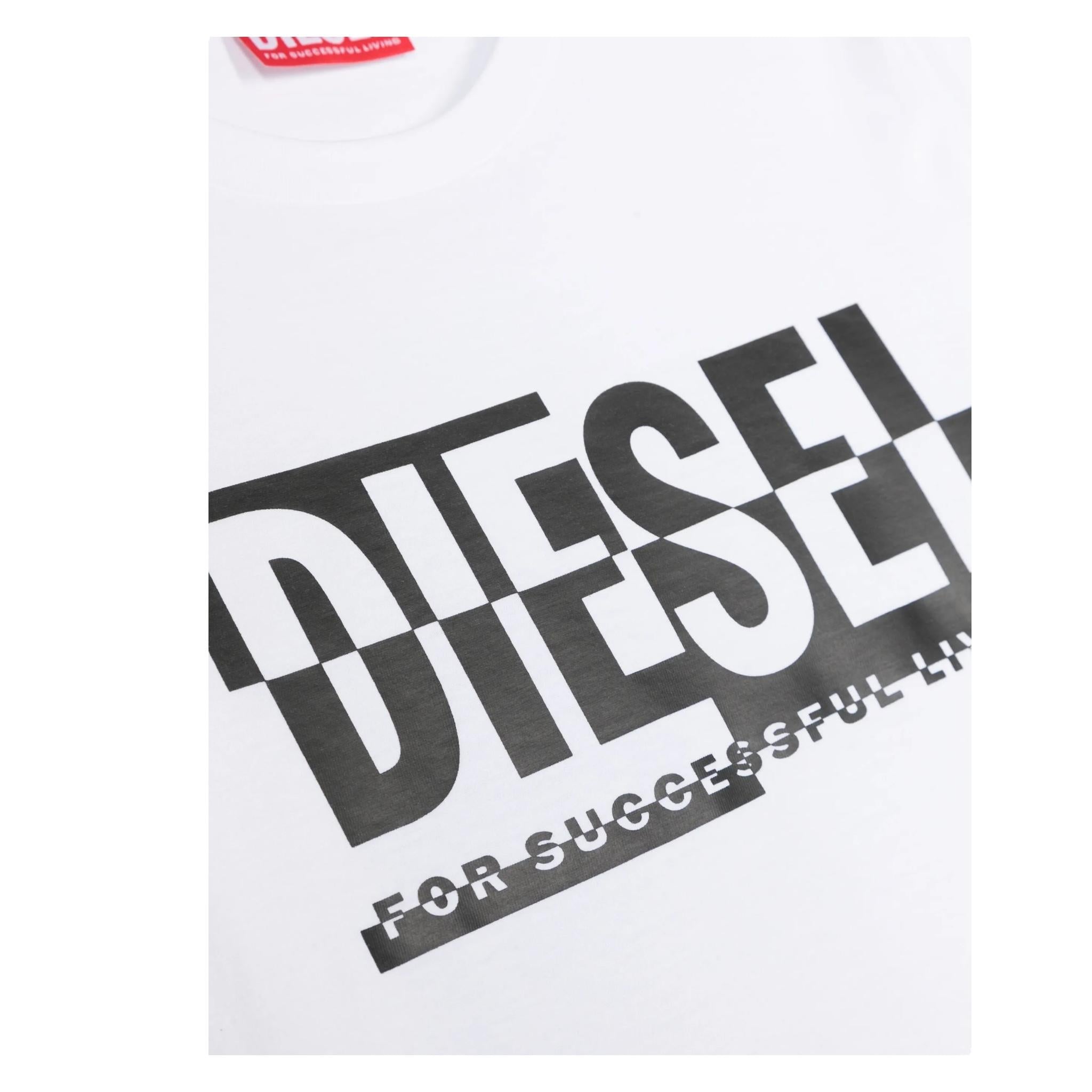 DIESEL shirt girocollo tinta unita con stampa logo Bianco per Bambino J01535 BIANCO DIESEL