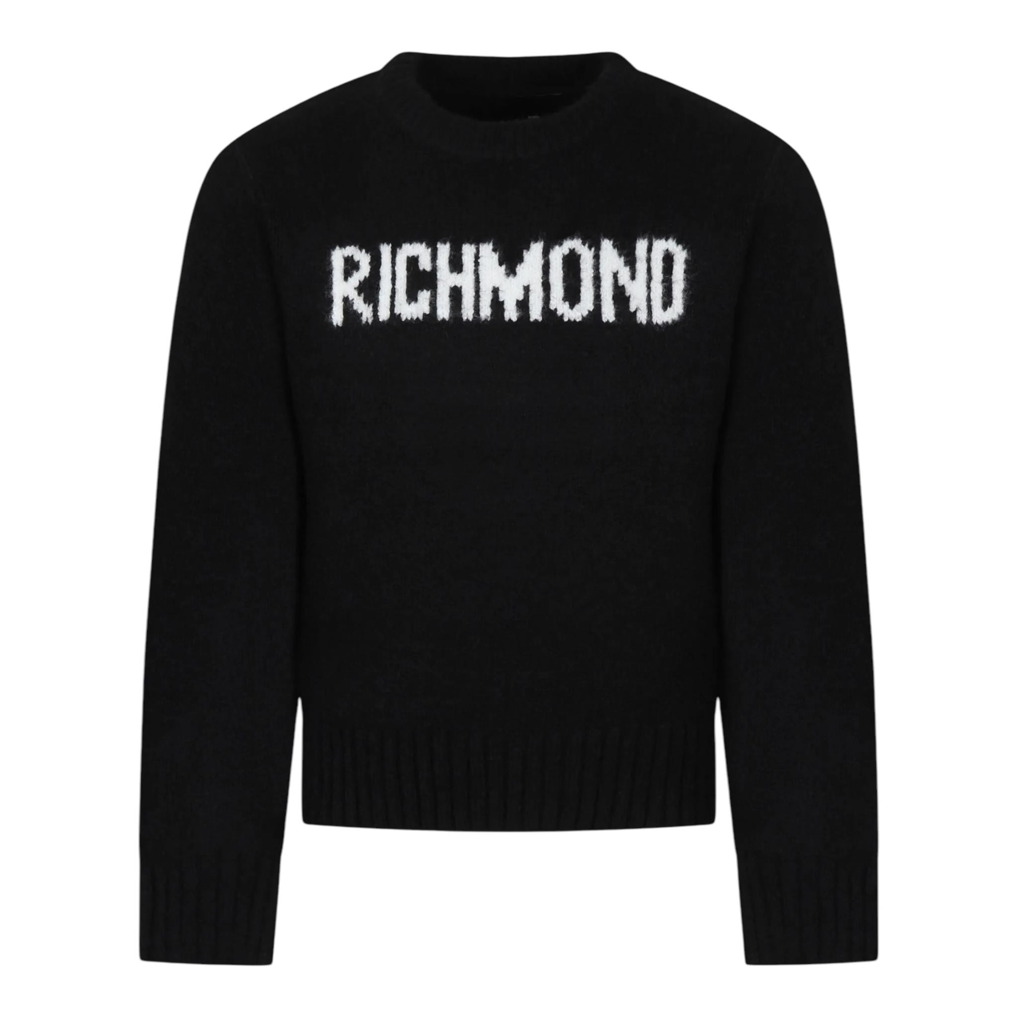 JOHN RICHMOND maglia girocollo tinta unita con stampa logo Nero per Bambina RBA24161MA NERO JOHN RICHMOND