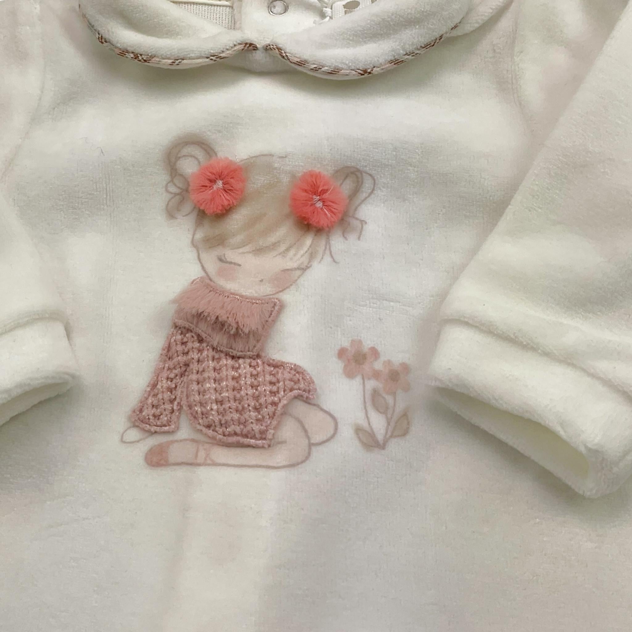 LALALU' tutina tinta unita in ciniglia Bianco per Neonata TCL6N BIANCO LALALU'