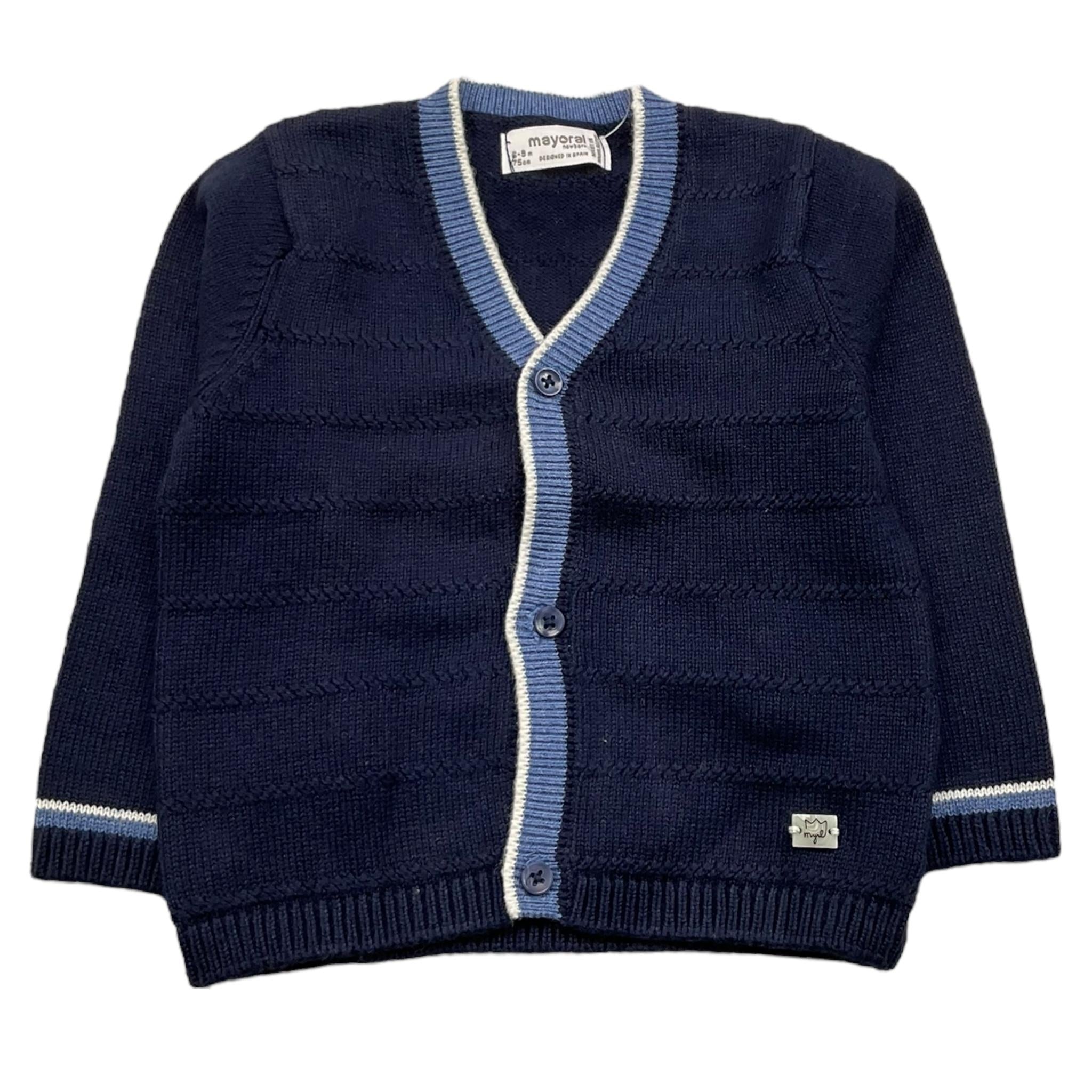 MAYORAL cardigan tinta unita con profili in contrasto Blu per Neonato 2341 BLUJ MAYORAL