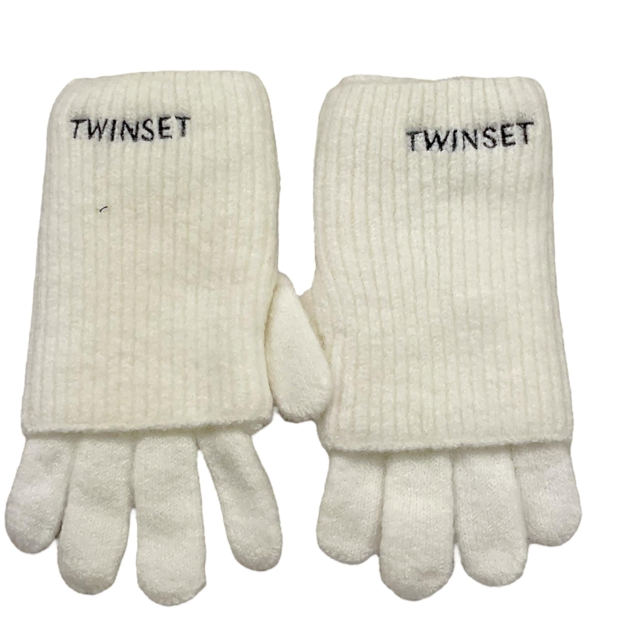TWINSET guanti tinta unita con logo Bianco per Bambina 242GJ5054 BIANCO TWINSET
