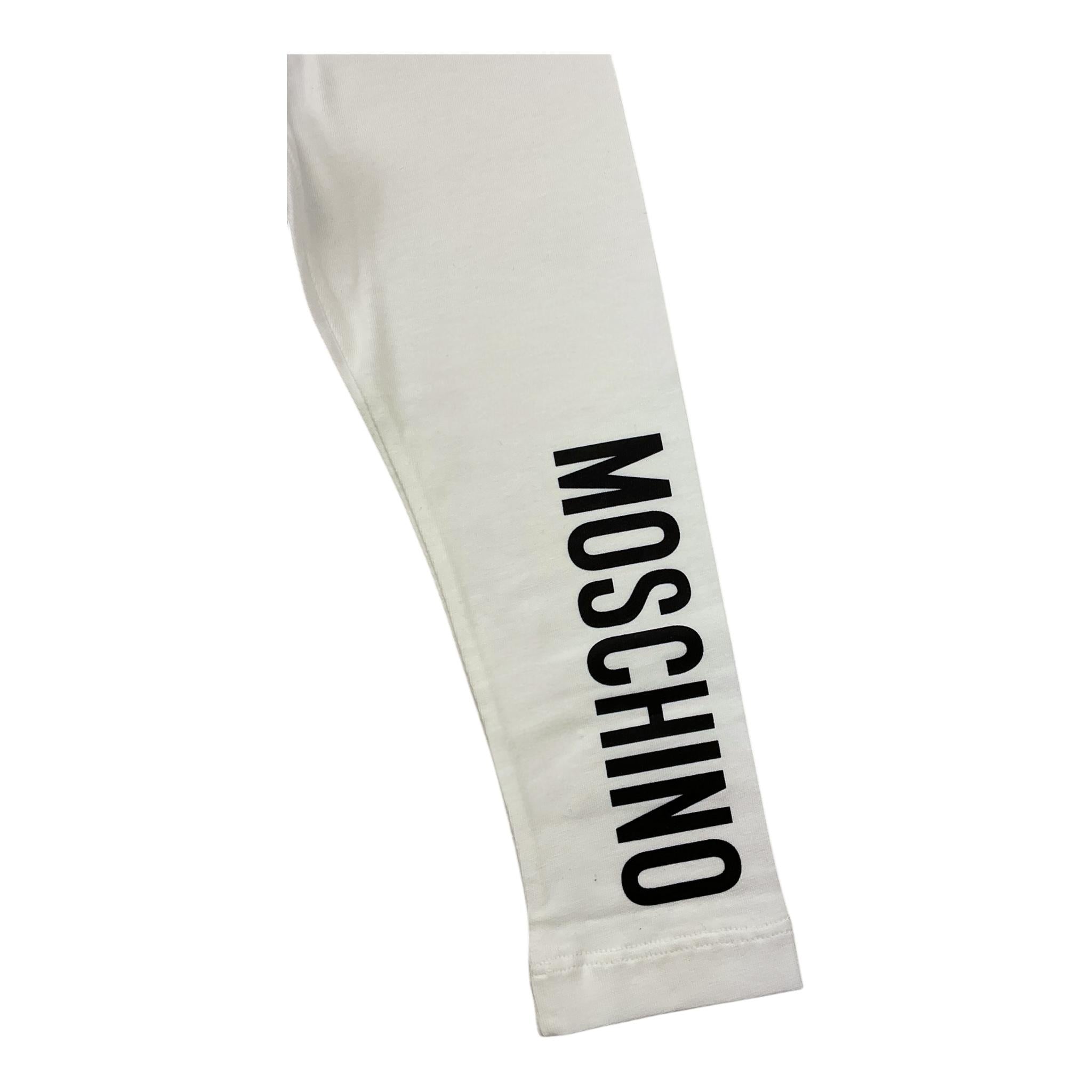 MOSCHINO leggins tinta unita con stampa logo Bianco per Neonata MDP03A BIANCO MOSCHINO