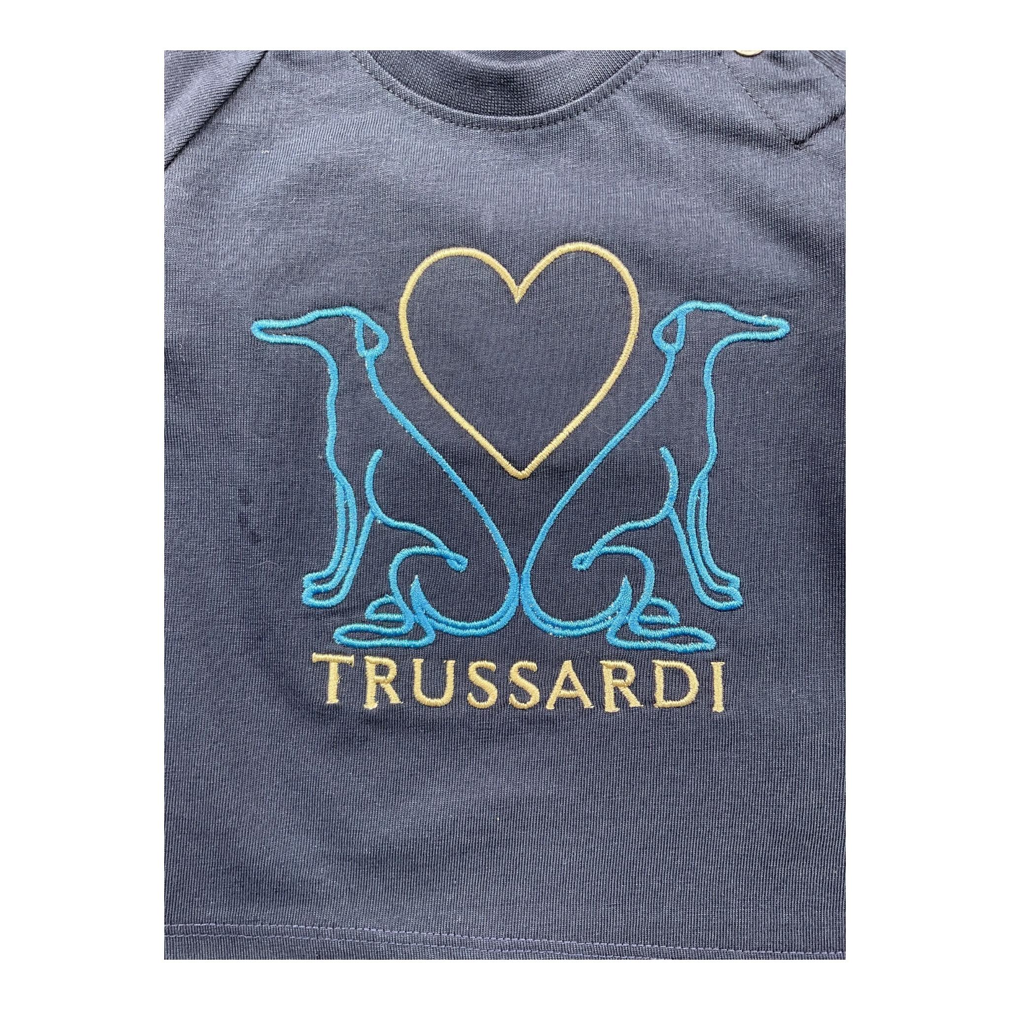 TRUSSARDI shirt girocollo tinta unita con stampa Blu per Neonata TIA2559TS BLU TRUSSARDI