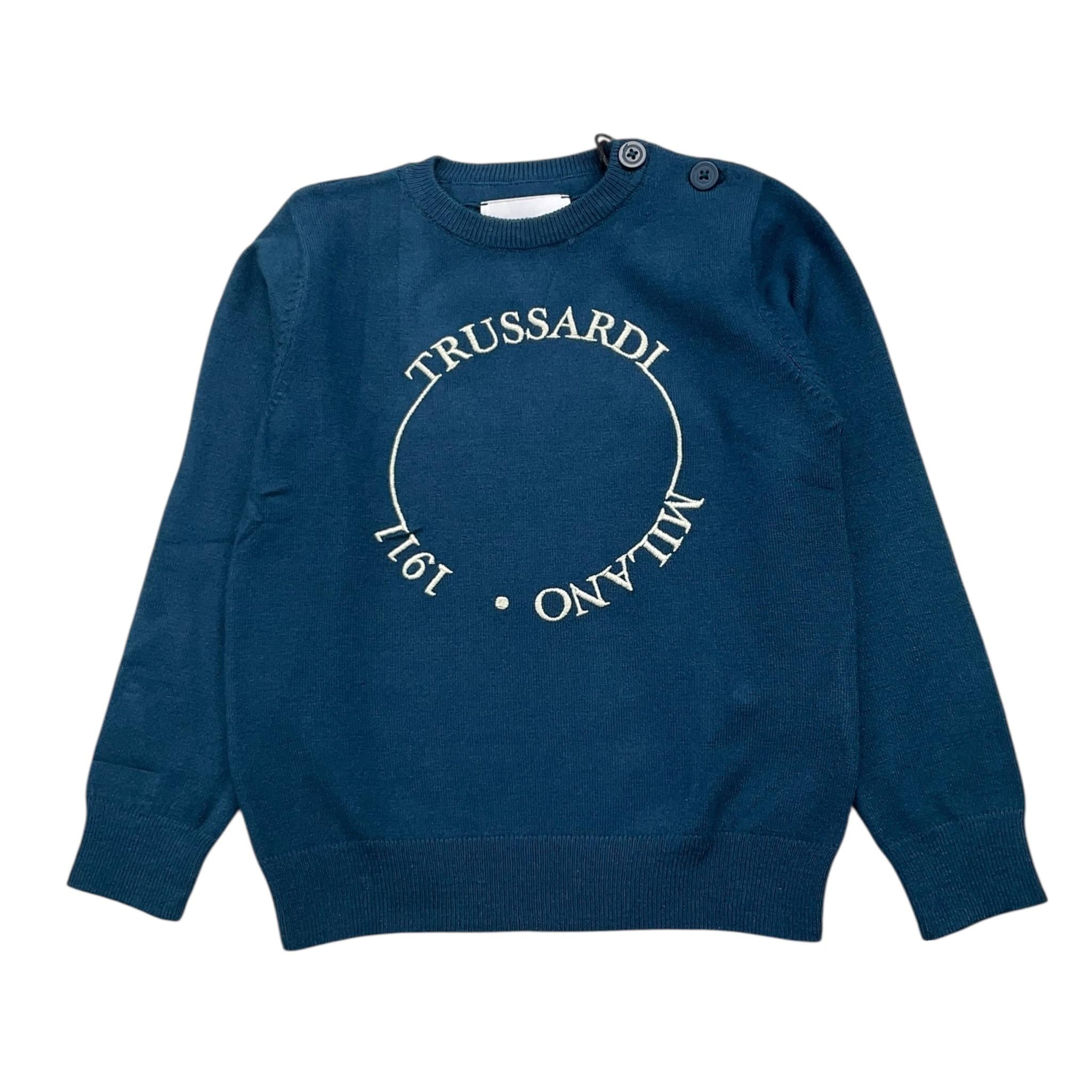 TRUSSARDI maglia girocollo tinta unita con stampa Blu per Bambino TIA24063MA BLU TRUSSARDI