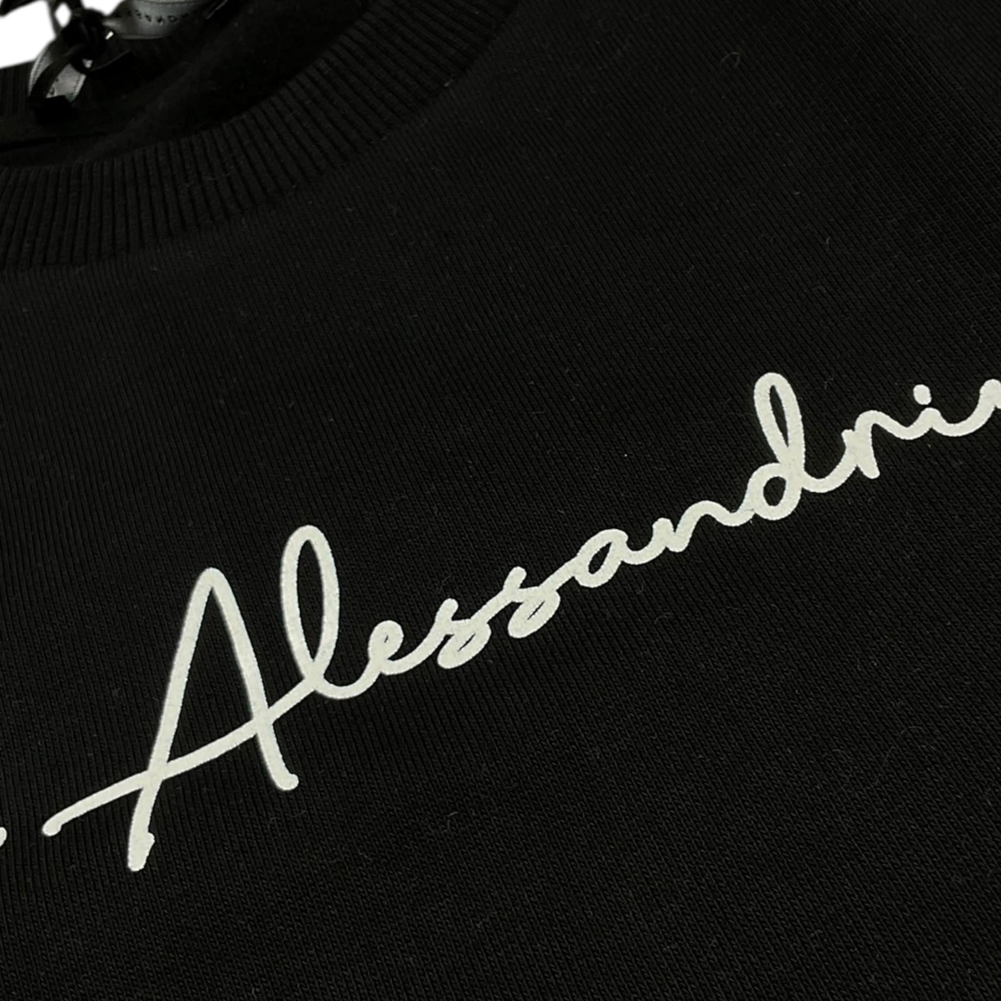 DANIELE ALESSANDRINI felpa girocollo tinta unita con stampa Nero per Bambino 1231F00077X NERO DANIELE ALESSANDRINI