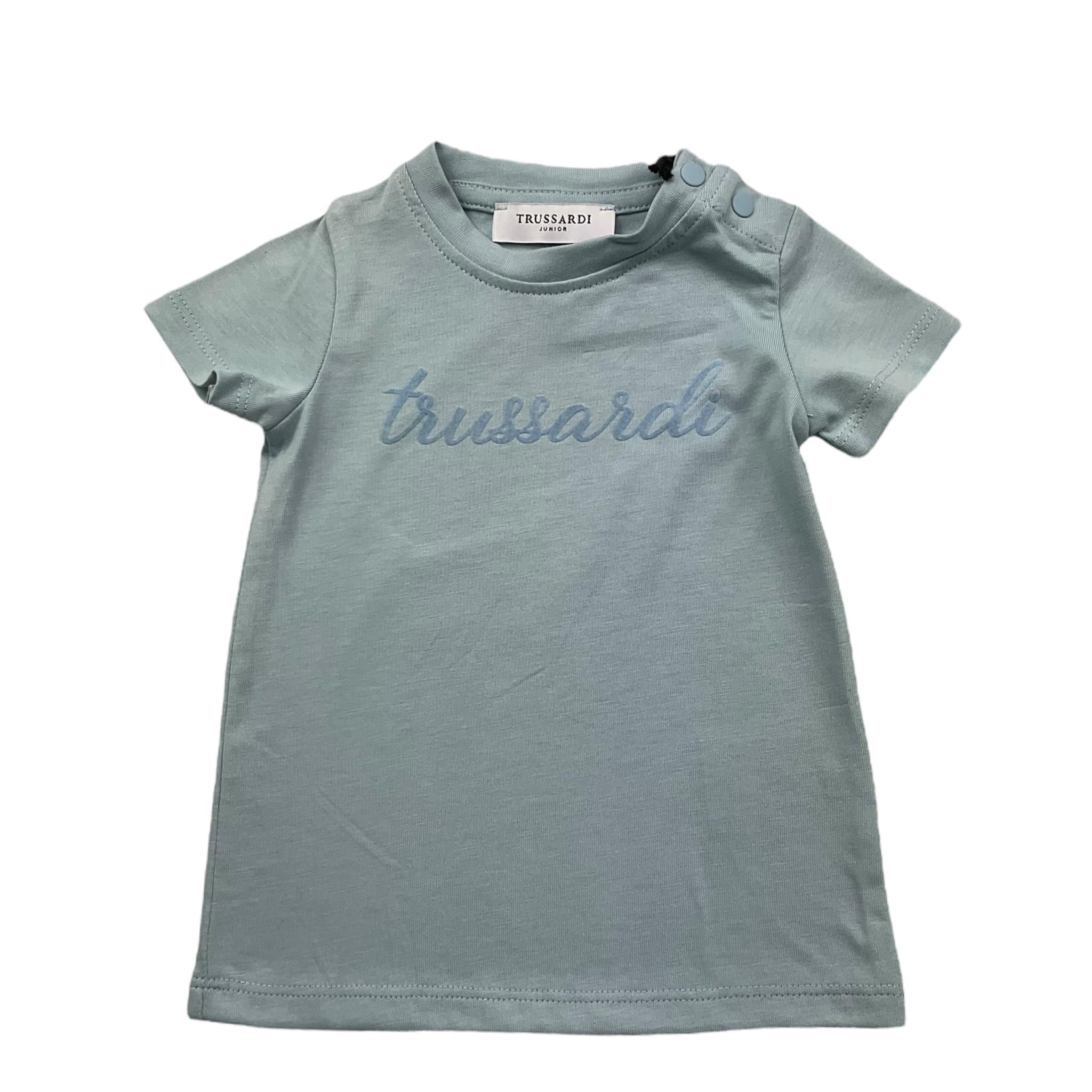 TRUSSARDI t-shirt girocollo tinta unita con stampa Azzurro per Neonata TIA25005TS AZZURRO TRUSSARDI