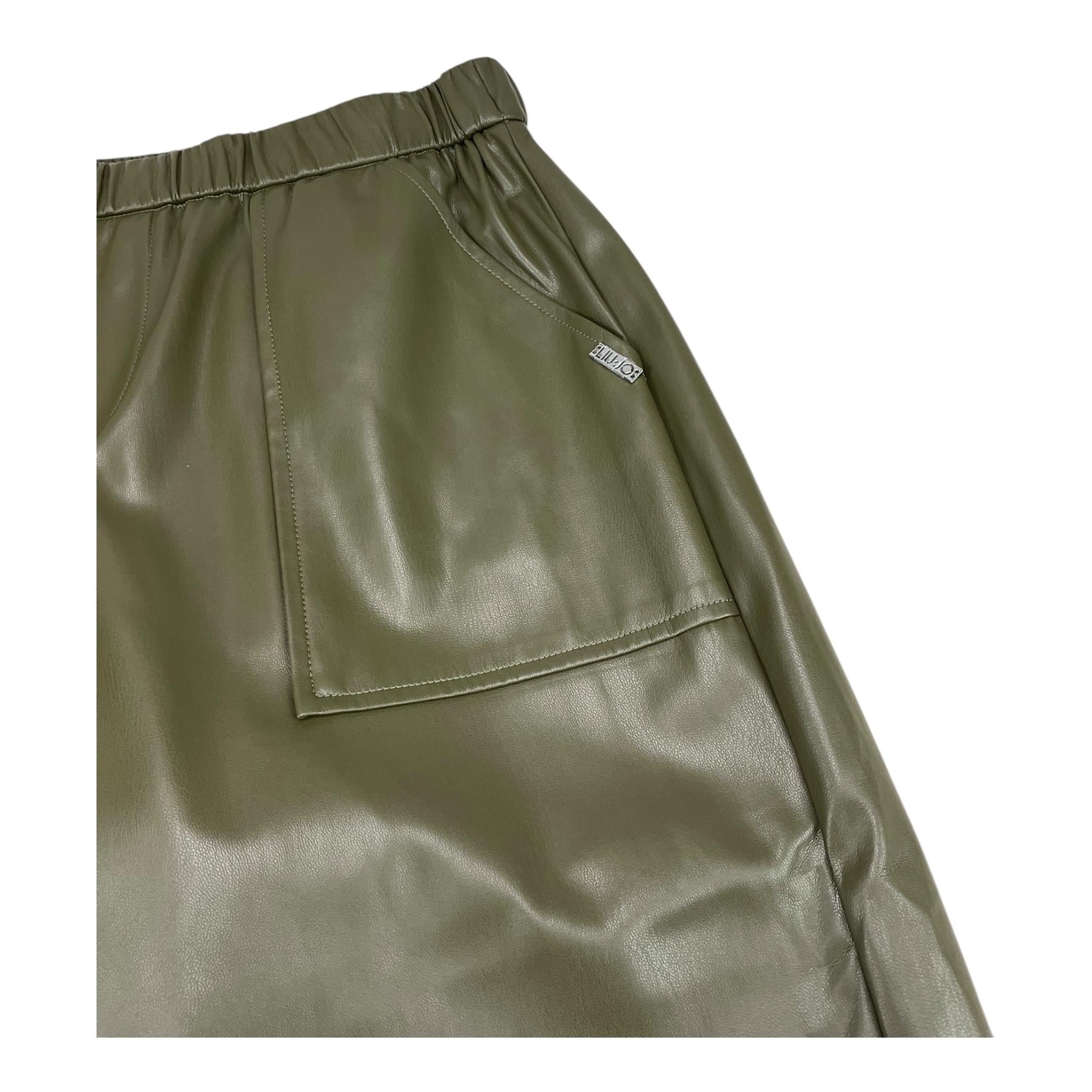 LIU JO pantalone in ecopelle tinta unita con elastico in vita Verde per Bambina GF4056 VERDE LIU JO