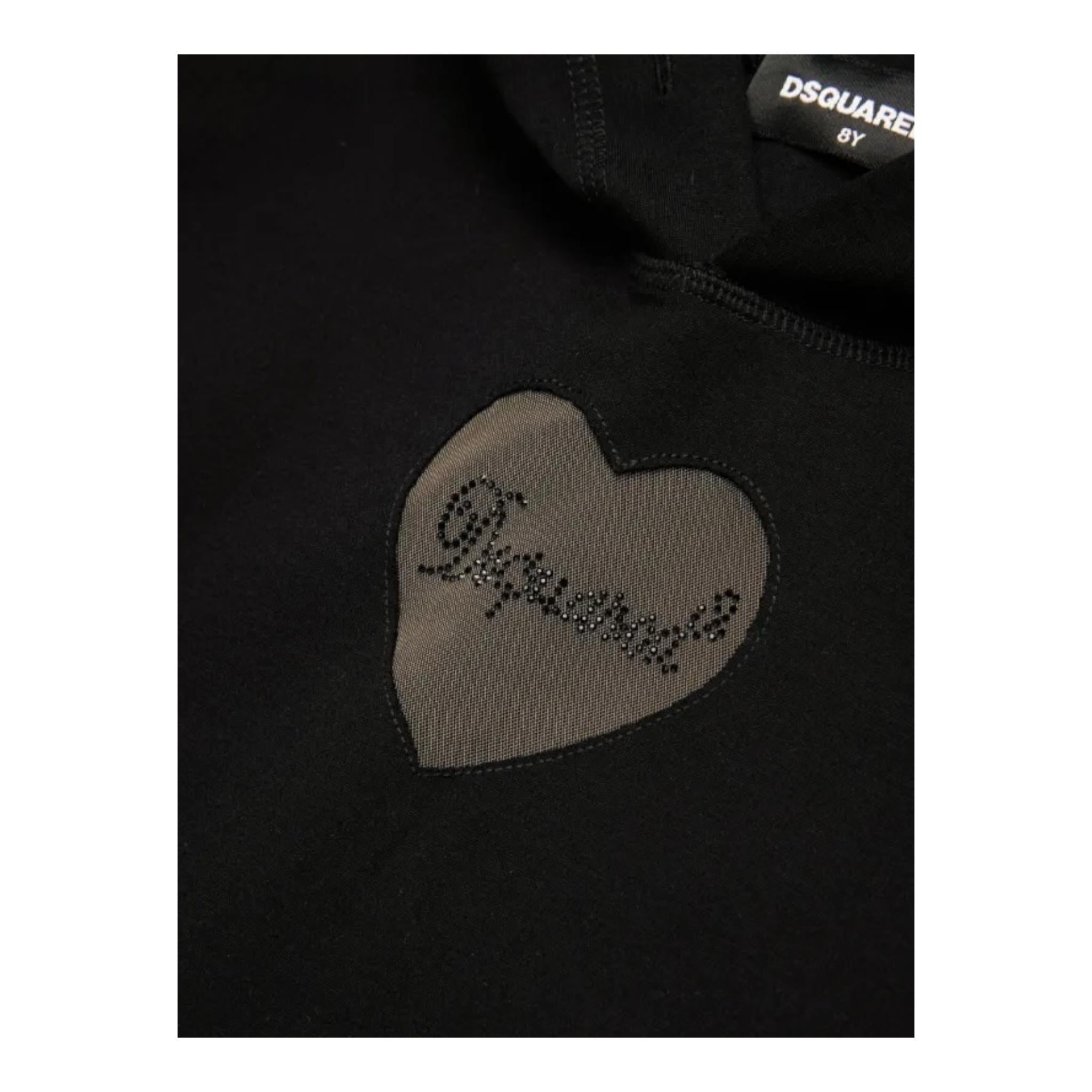 DSQUARED2 felpa tinta unita con cappuccio e stampa Nero per Bambina DQ2581 NERO DSQUARED2