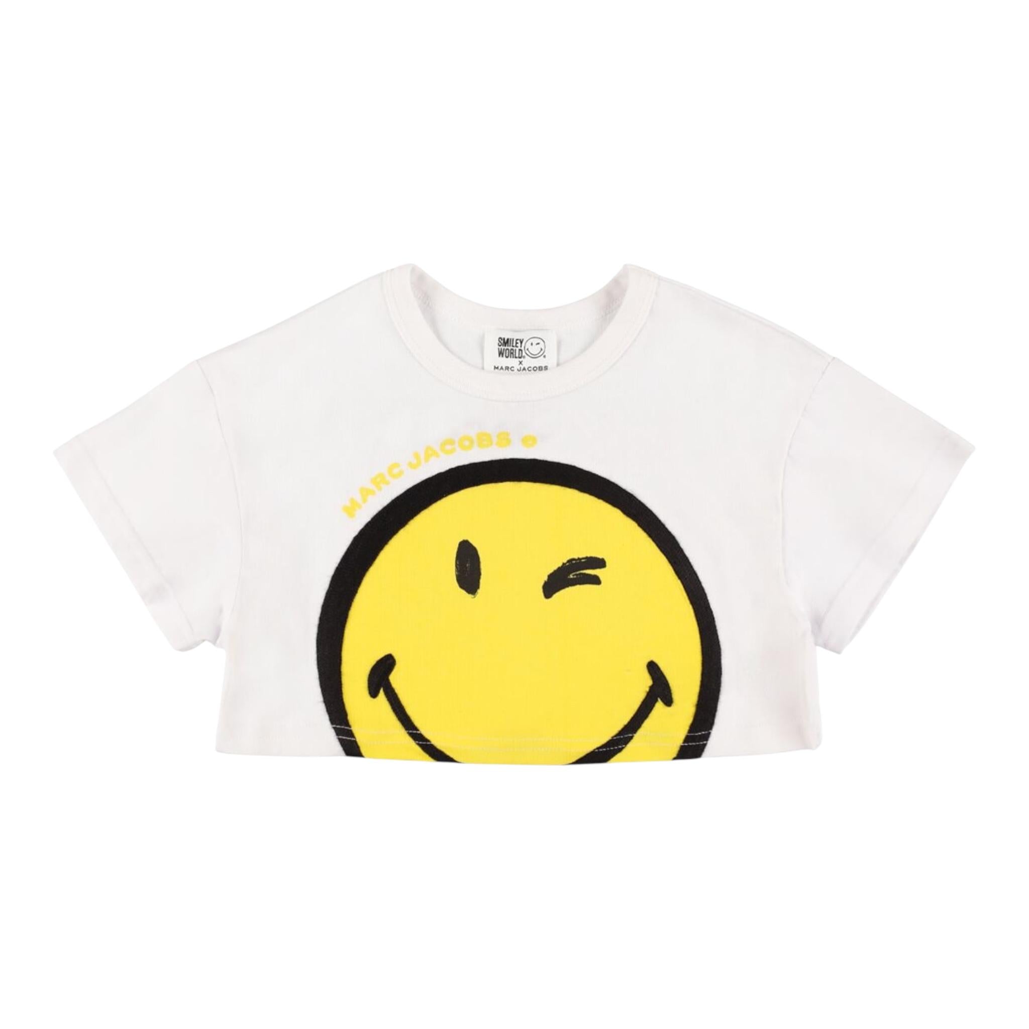 MARC JACOBS t-shirt modell crop tinta unita cn stampa smile Bianco per Bambina W60117 BIANCO MARC JACOBS