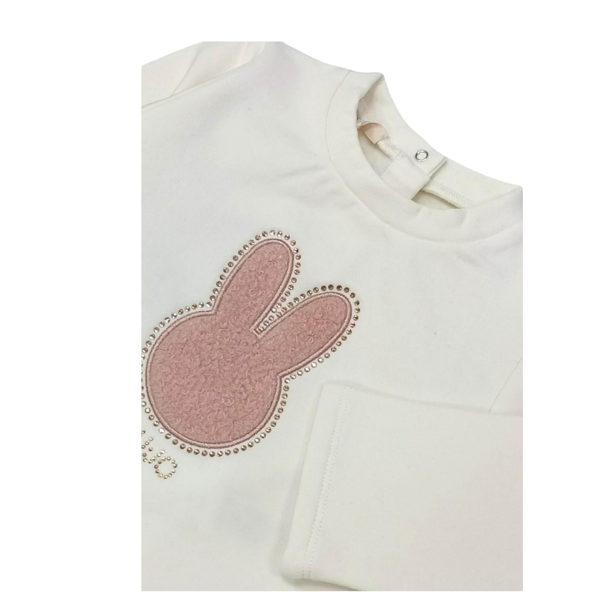 LIU JO felpa chiusa girocollo tinta unita con stampa Panna per Neonata HF4039X PANNA LIU JO