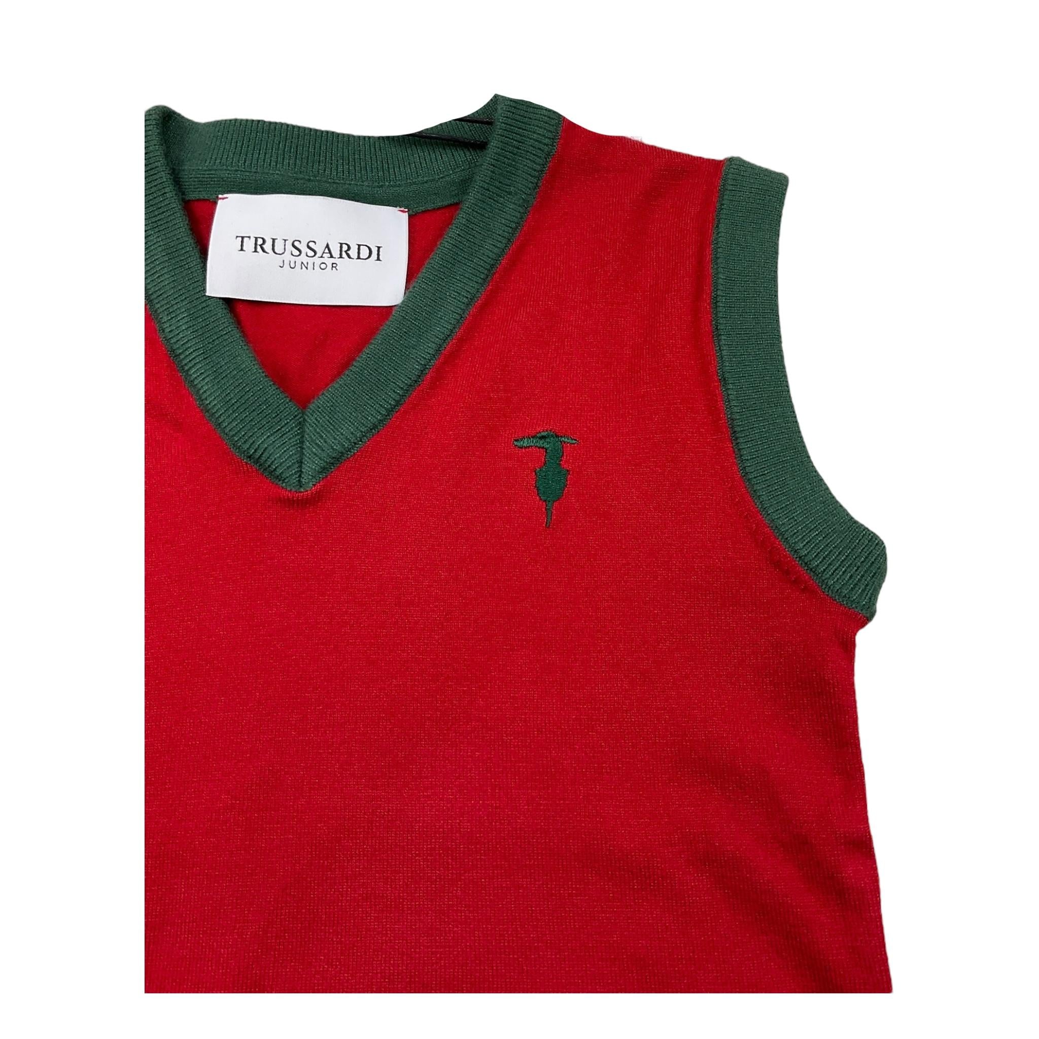TRUSSARDI gilet tinta unita scollo a v  Rosso per Bambino TBA2500GL ROSSO TRUSSARDI
