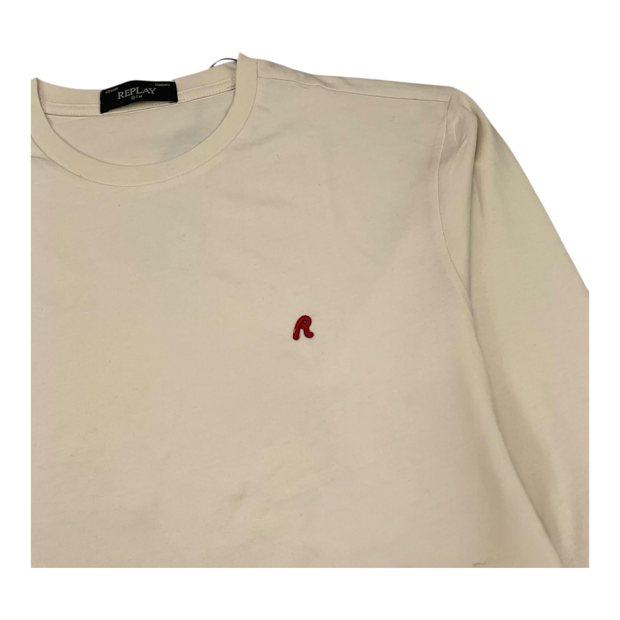 REPLAY shirt girocollo tinta unita con logo Panna per Bambino SB7122 PANNA REPLAY