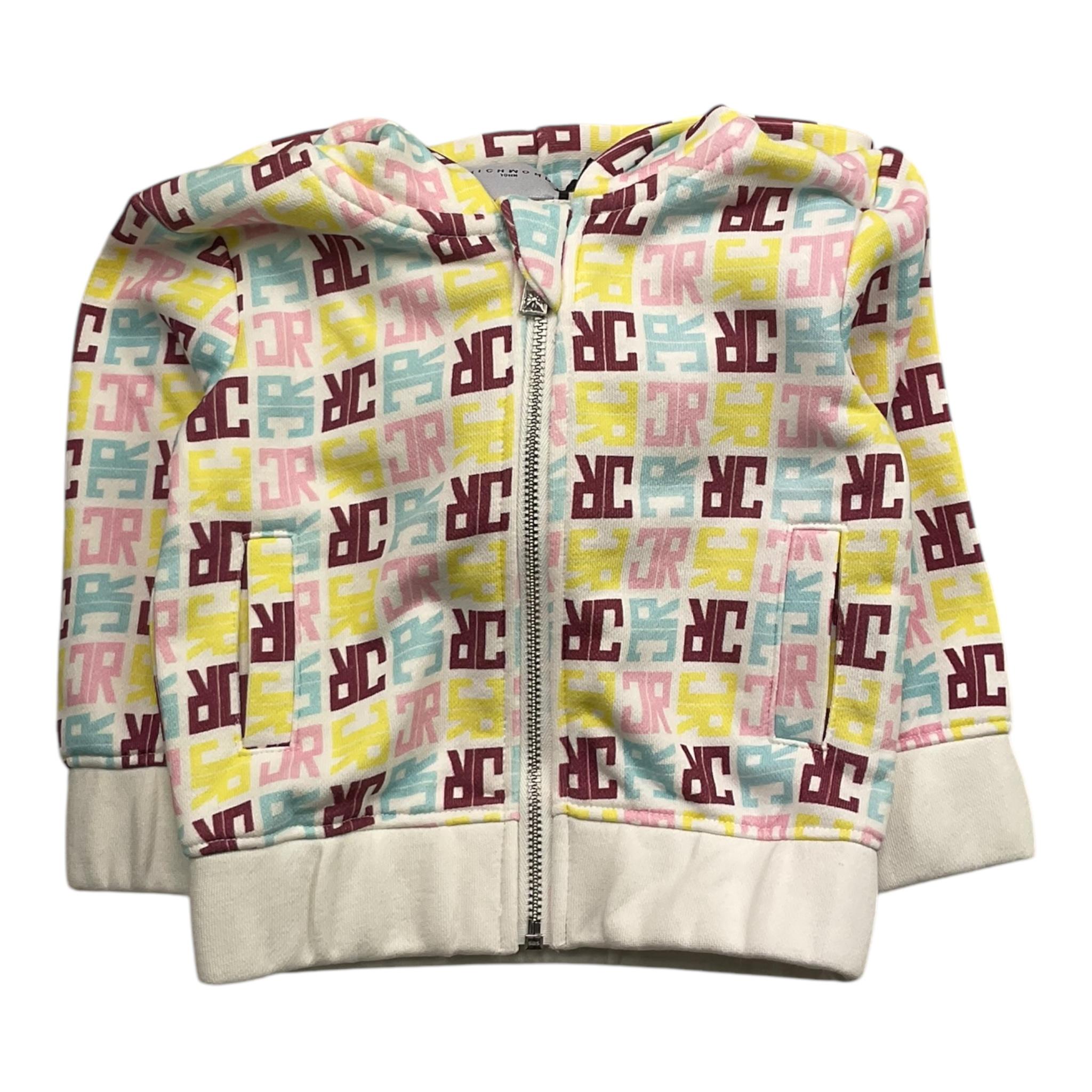 JOHN RICHMOND felpa cn zip e cappuccio fantasia logo Bianco per Neonata RIA25069FE BIANCO JOHN RICHMOND