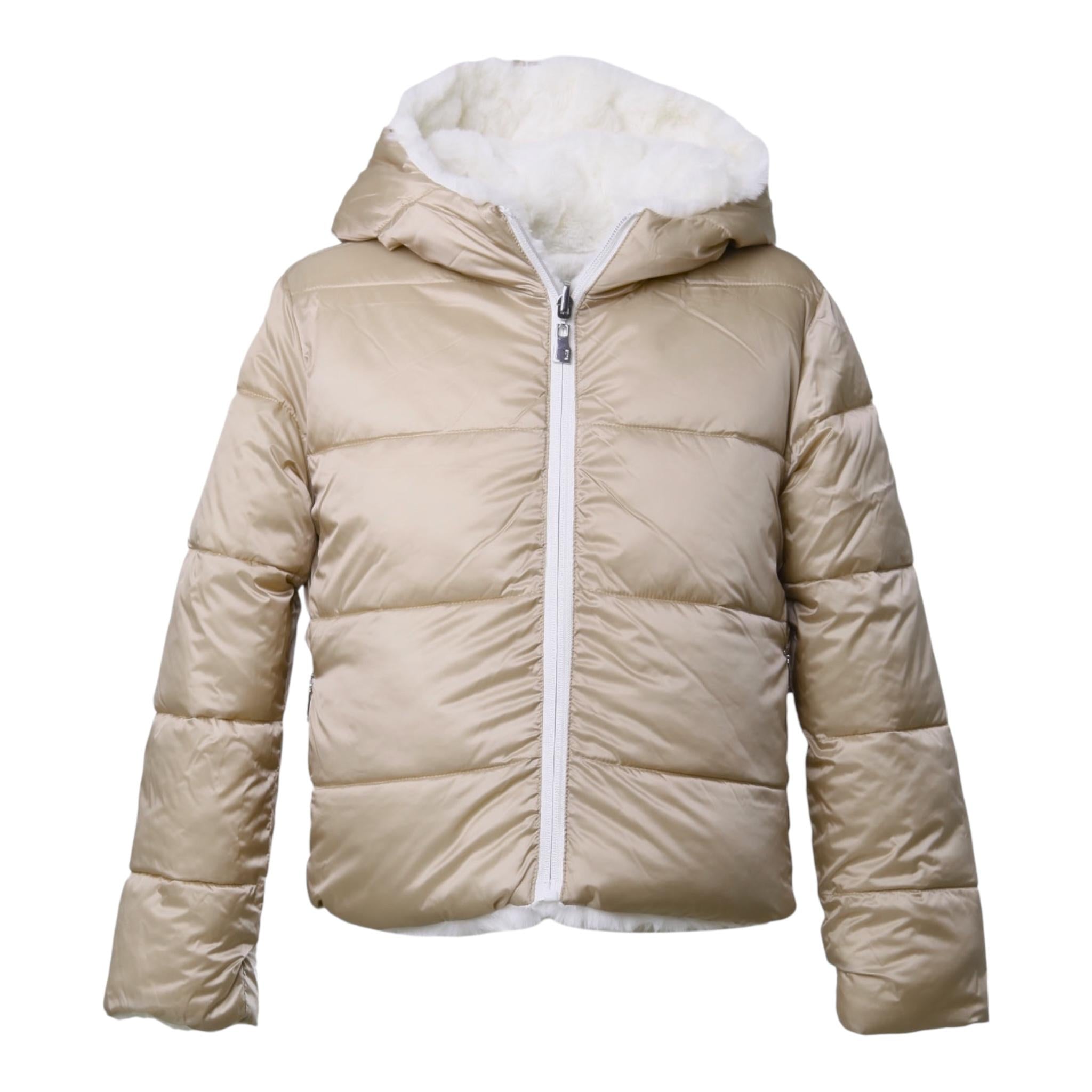SUNS giubbino tinta unita reversibile in pelliccia Panna per Bambina GBS5355D PANNA SUNS