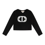 TWINSET shirt girocollo tinta unita con stampa Nero per Bambina 242GJ2032XXXXXX NERO TWINSET