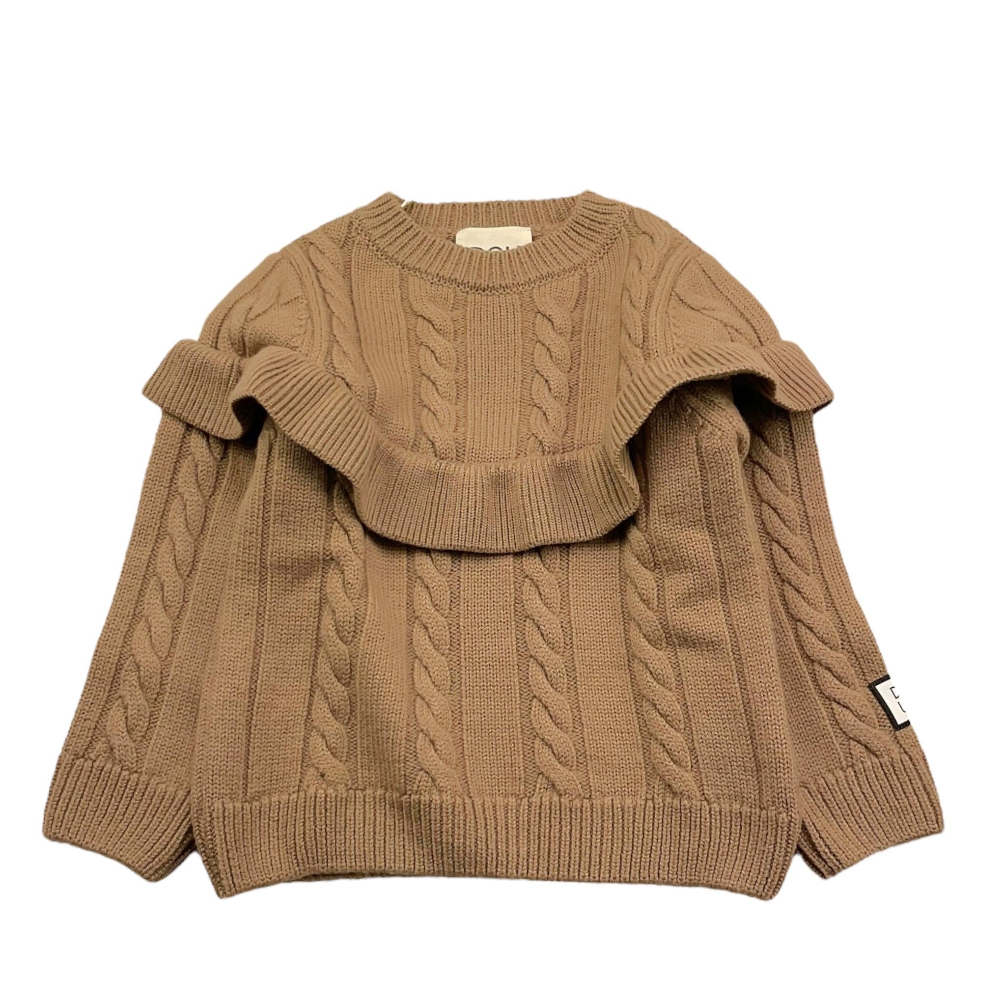 DOU DOU maglia tinta unita con balze Marrone per Bambina DV9A20 MARRONE DOU DOU