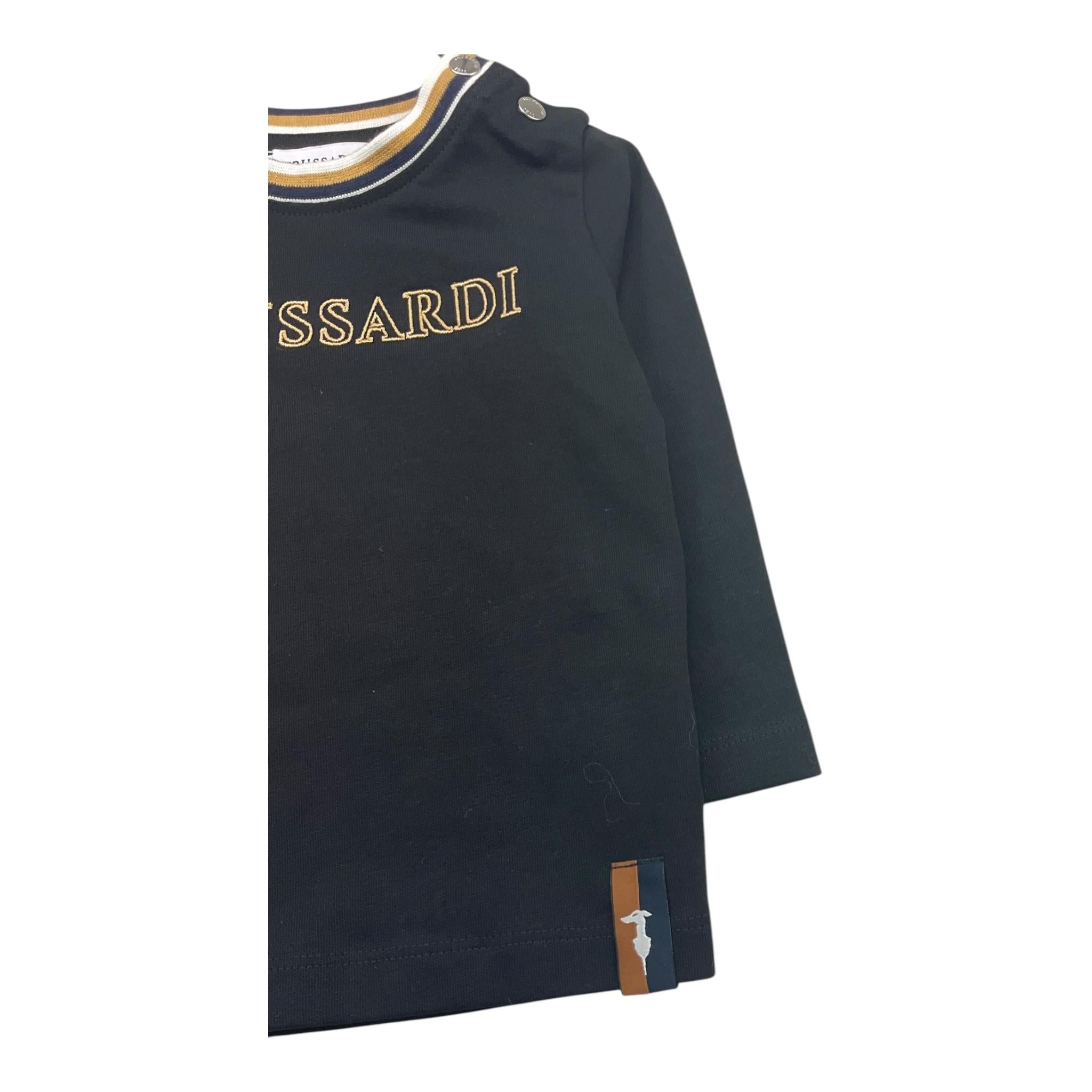 TRUSSARDI shirt girocollo tinta unita con stampa in contrasto Nero per Neonato TIA25071TS NERO TRUSSARDI