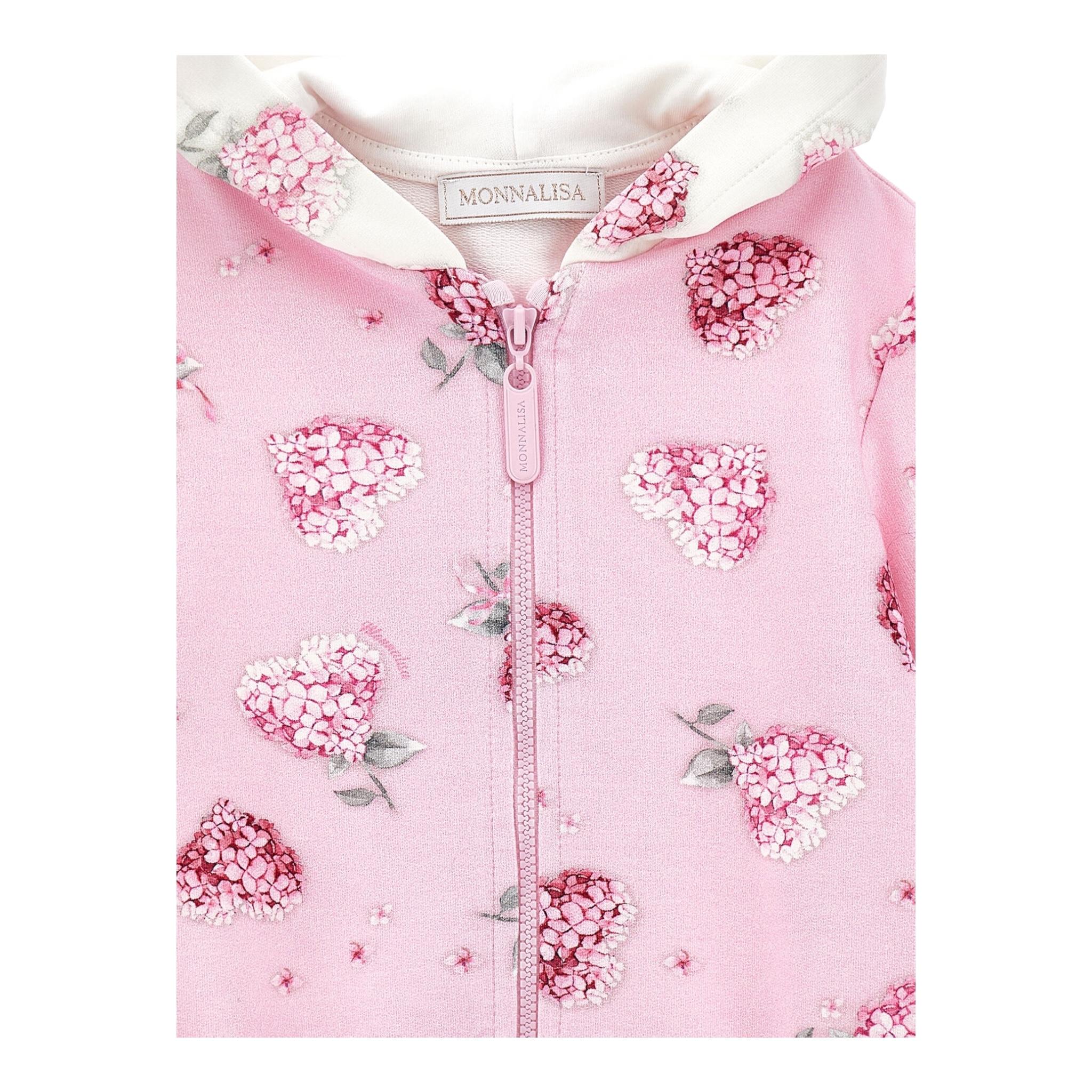 MONNALISA felpa con zip e cappuccio tinta unita cn cappuccio in contrasto Rosa per Bambina 39D800J ROSA MONNALISA