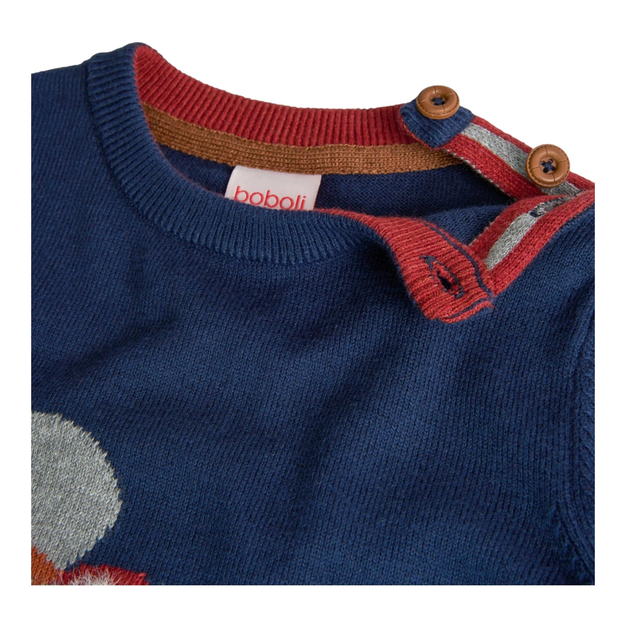 BOBOLI maglia girocollo tinta unita con stampa Blu per Neonato 719007 BLU BOBOLI