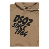 DSQUARED2 felpa chiusa con cappuccio tinta unita con logo Beige per Bambino DQ1954 BEIGE DSQUARED2