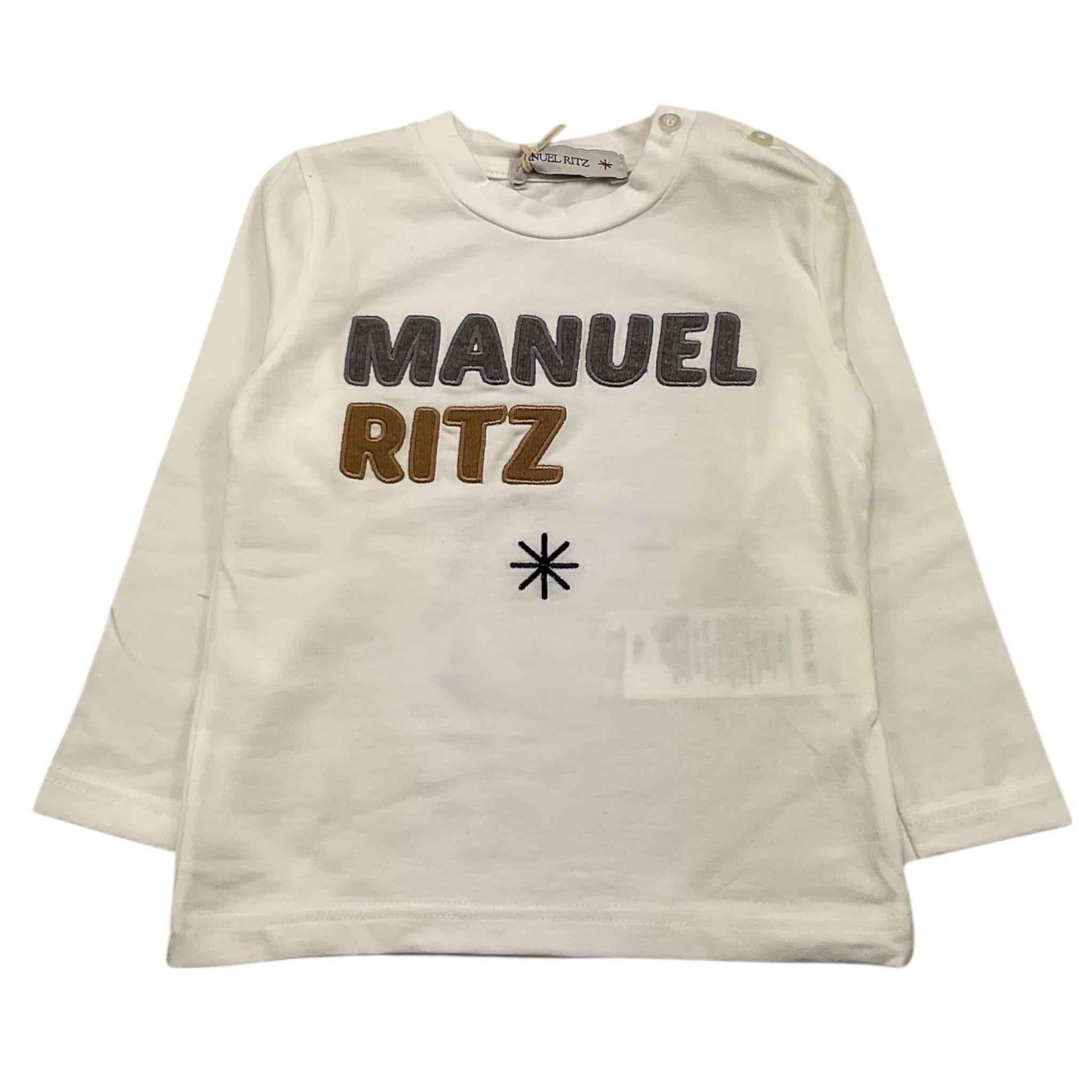 MANUEL RITZ shirt girocollo tinta unita con stampa logo Bianco per Neonato MR2804X BIANCO MANUEL RITZ