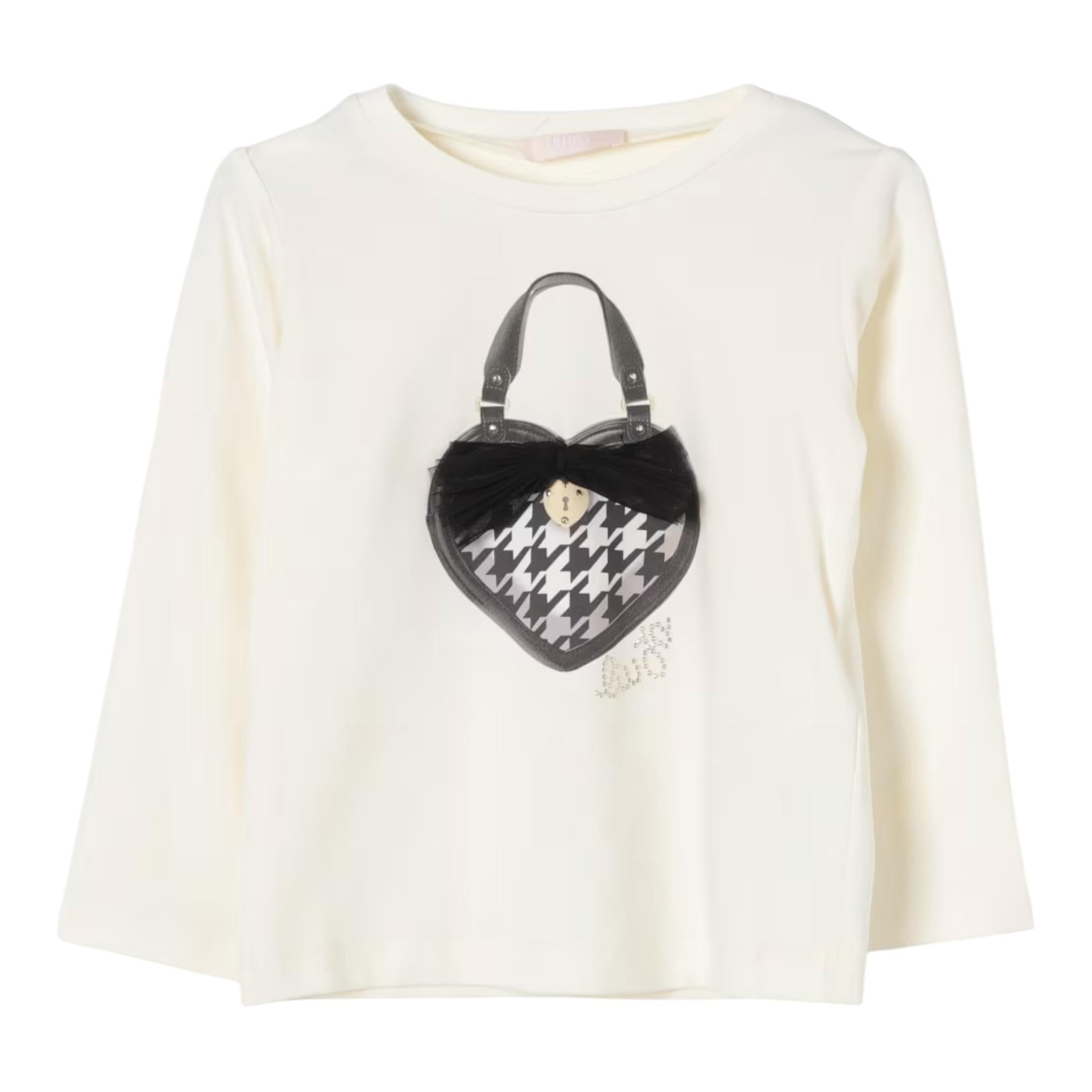 LIU JO shirt girocollo tinta unita con stampa Panna per Bambina KF4030 PANNA LIU JO