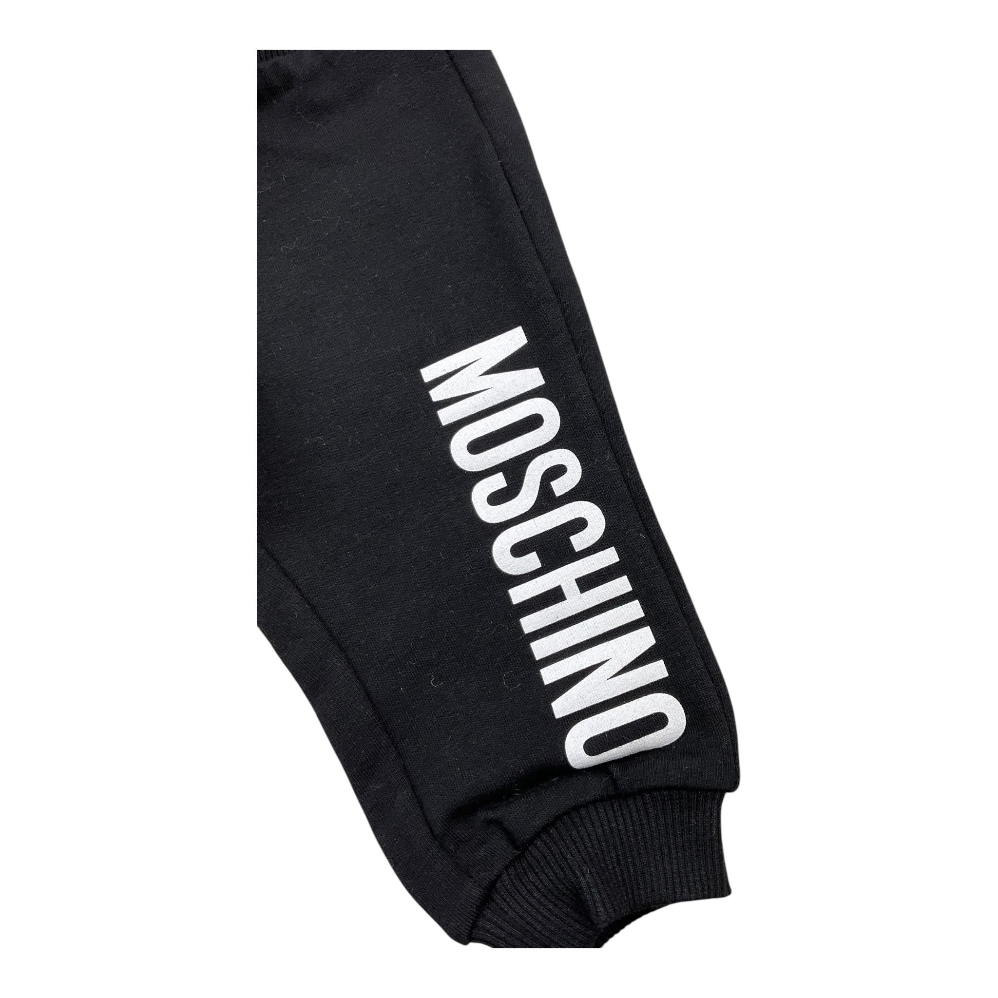 MOSCHINO pantalone tuta tinta unita con stampa logo Nero per Neonato MUP058 NERO MOSCHINO